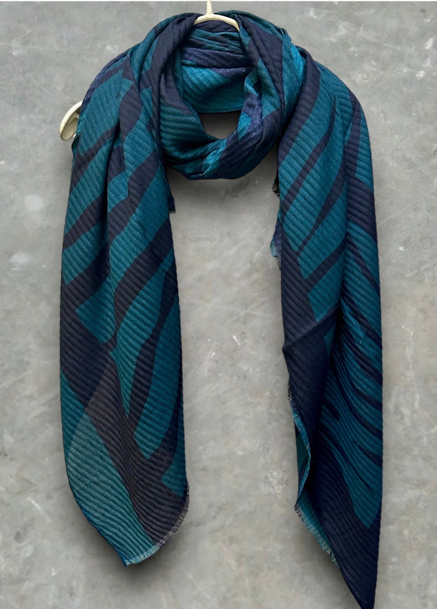 Zebra Stripes Pattern Teal Blue Cotton Blend Scarf for Women/Summer Autumn Winter Scarf/Gifts For Her Birthday and Christmas