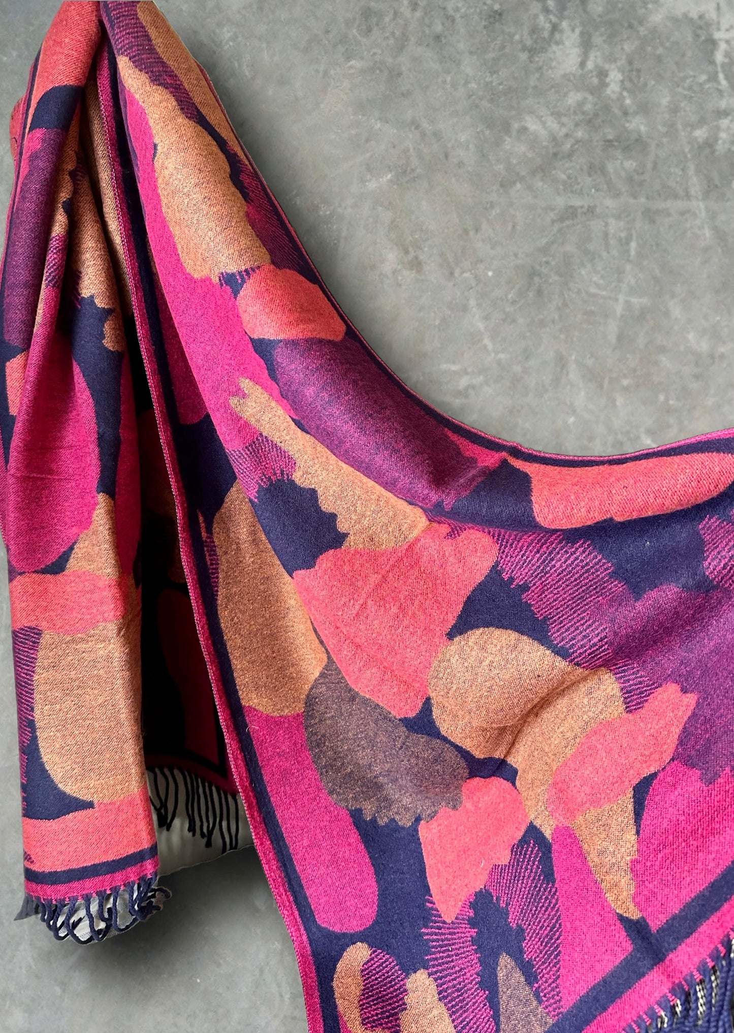 Cashmere Scarf in Blue and Pink with Color Patch Pattern,Winter Scarf,Exceptional Softness,Idea Gifts For Mom,Her,Birthday and Christmas