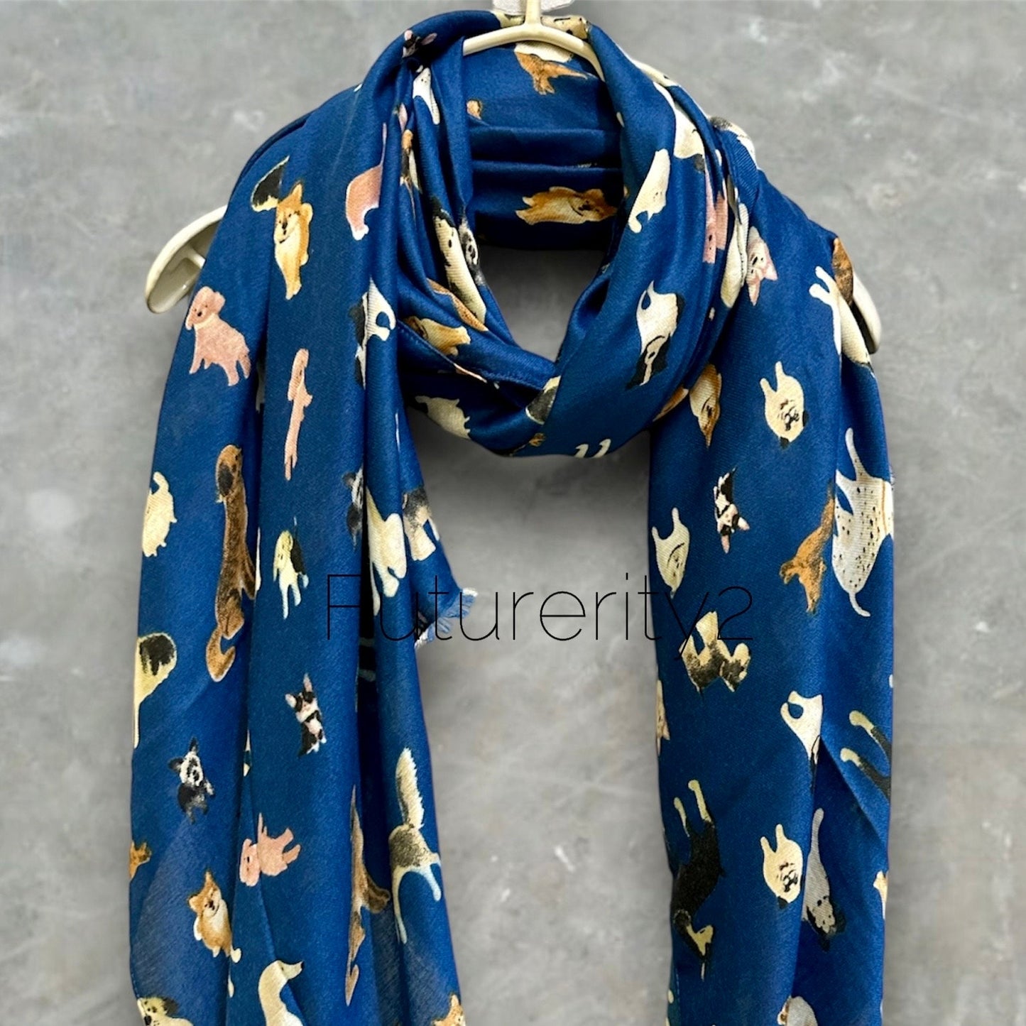 Dogs Pattern Blue Scarf – A Versatile Gift for Mom, Her, and Any Occasion