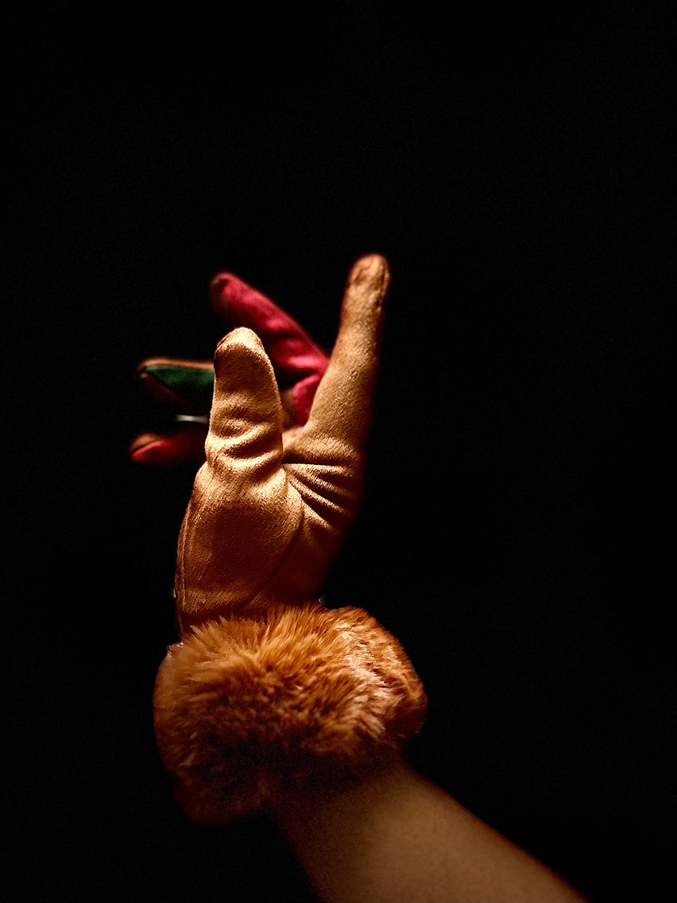 Brown Suede Gloves with Faux Fur,Stretch Suede Fabric