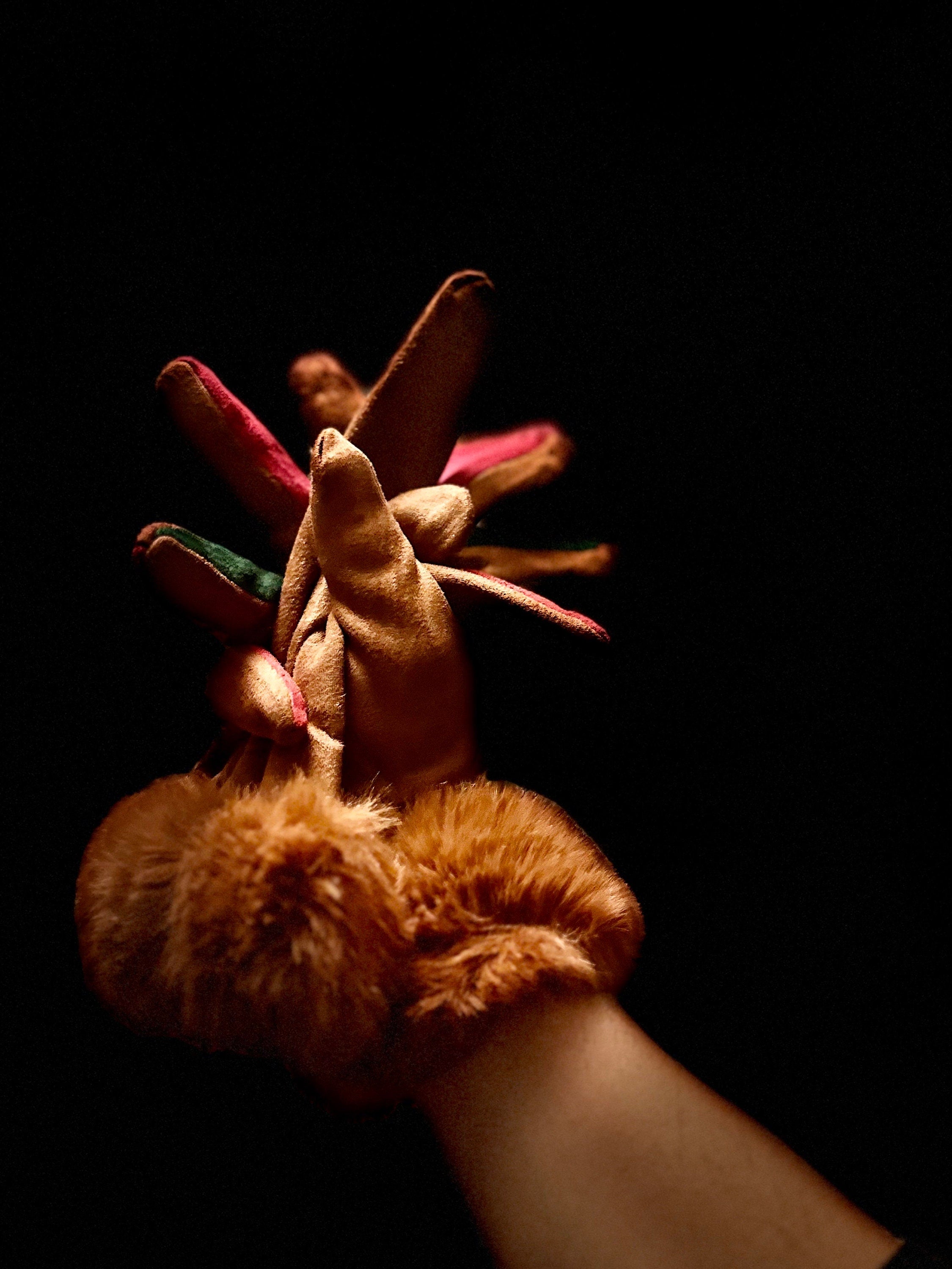 Brown Suede Gloves with Faux Fur,Stretch Suede Fabric
