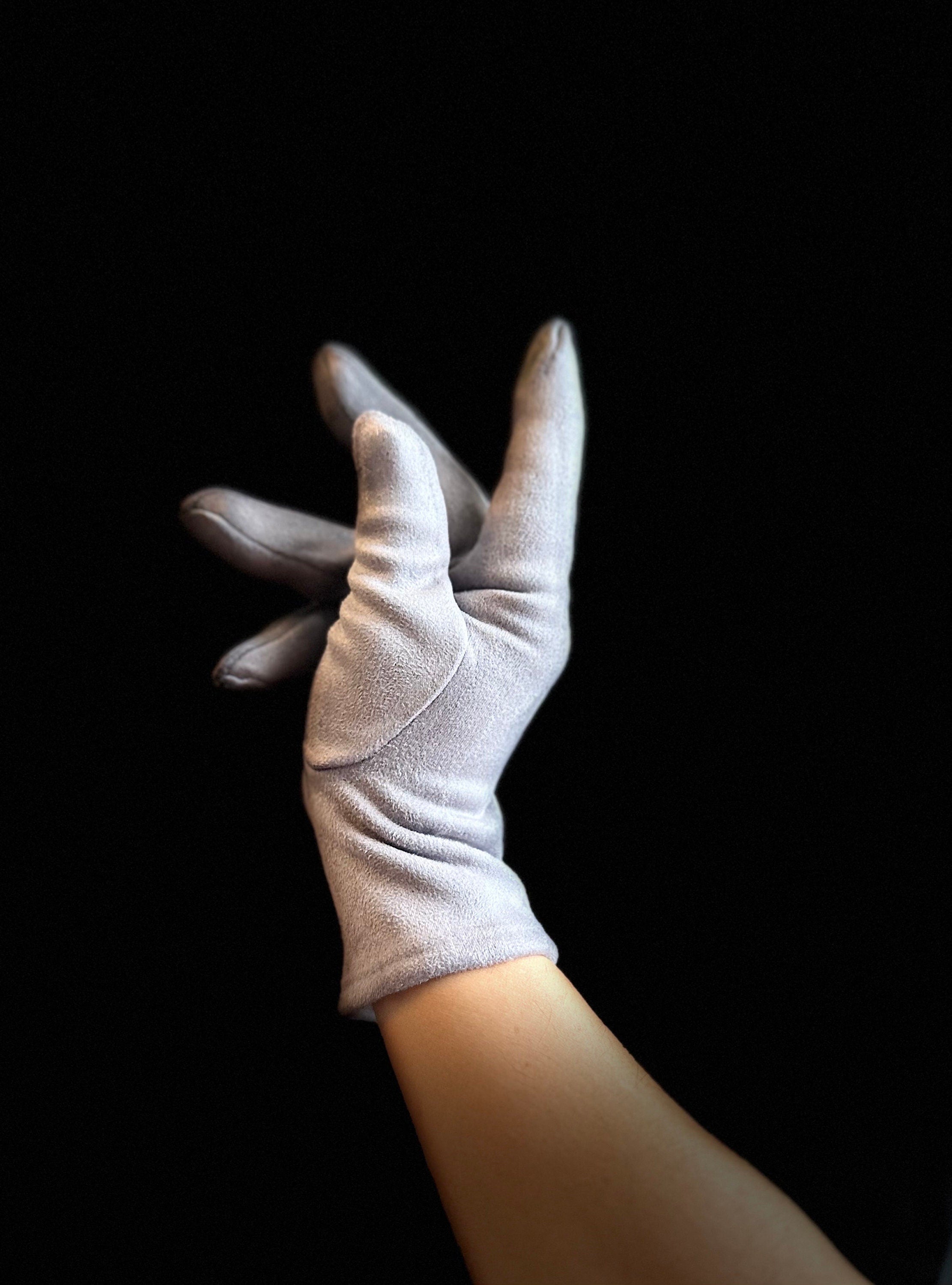 Light Grey Gloves with Embroidery Mulberry Tree for Women