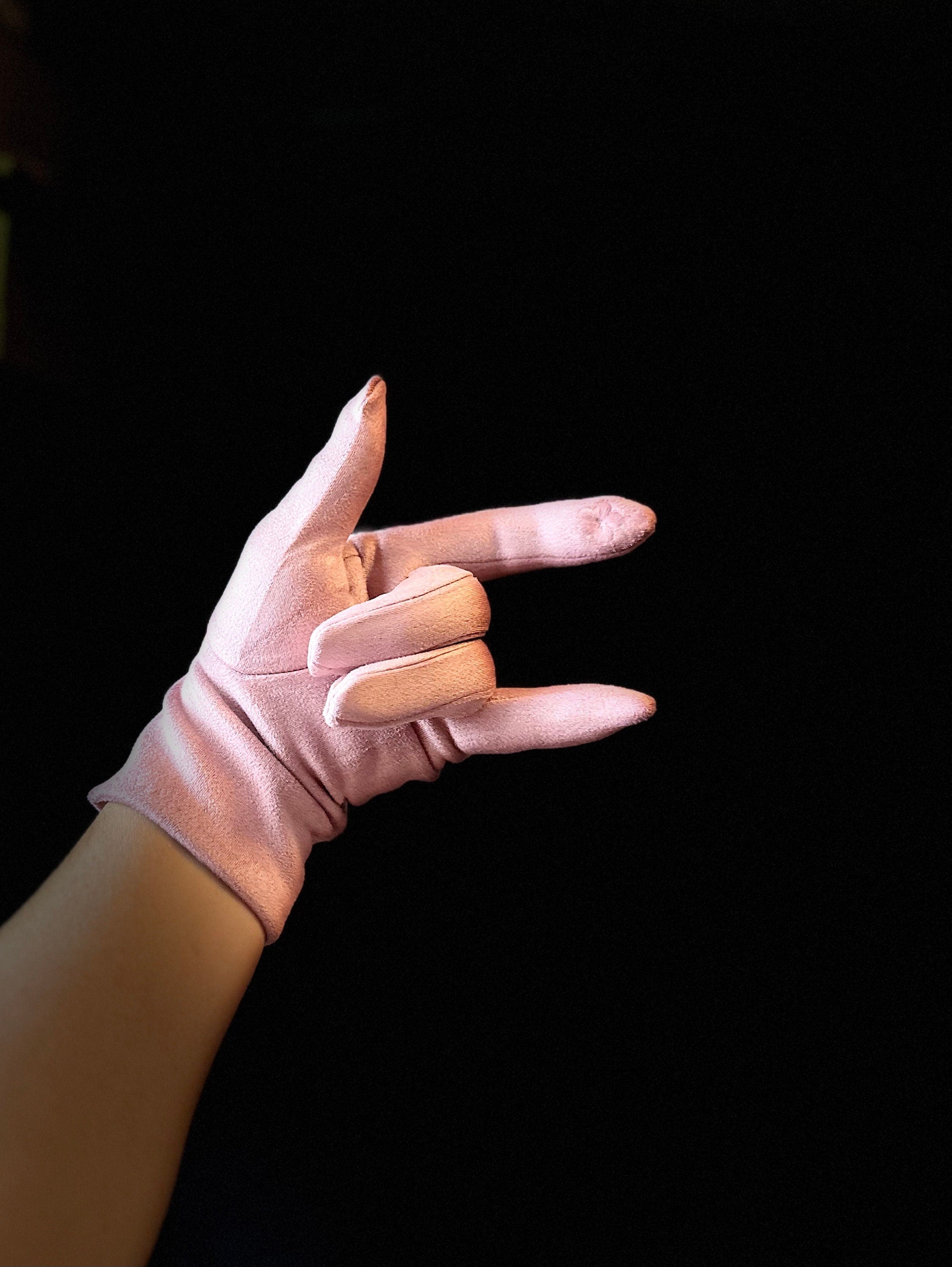 Light Pink Gloves with Embroidery Mulberry Tree