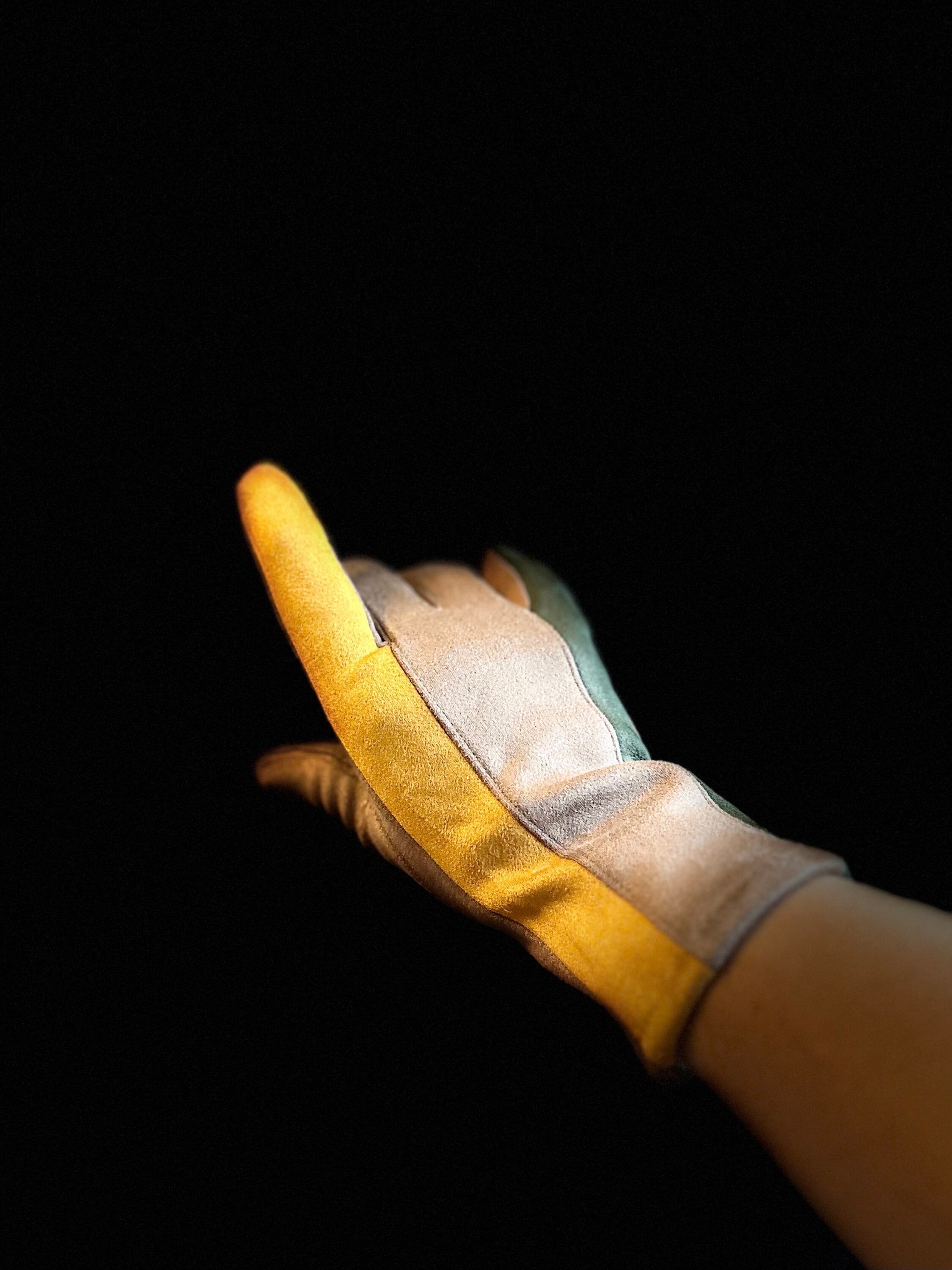The Tri-Color Glove in Grey,Yellow and Green