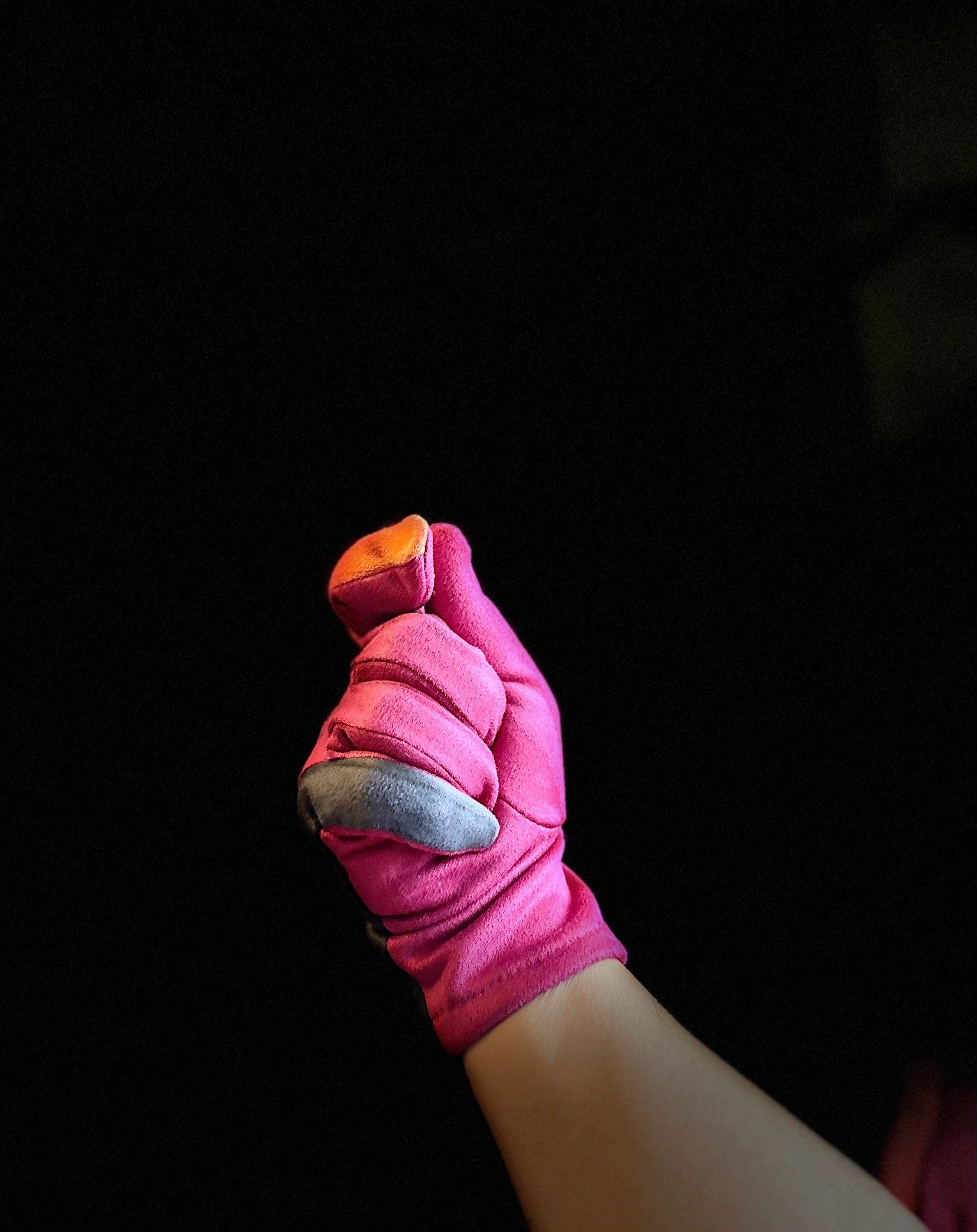 The Tri-Color Glove in Pink,Orange, and Grey