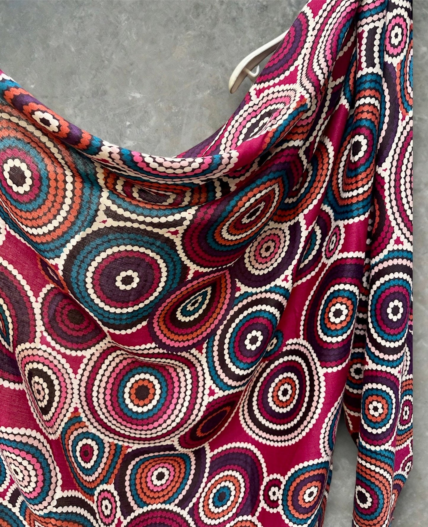 Cercular Dots Pattern Maroon Red Scarf/Cotton Blend Scarf/Summer Autumn Winter Scarf/Scarf Women/Gifts For Her Birthday Christmas