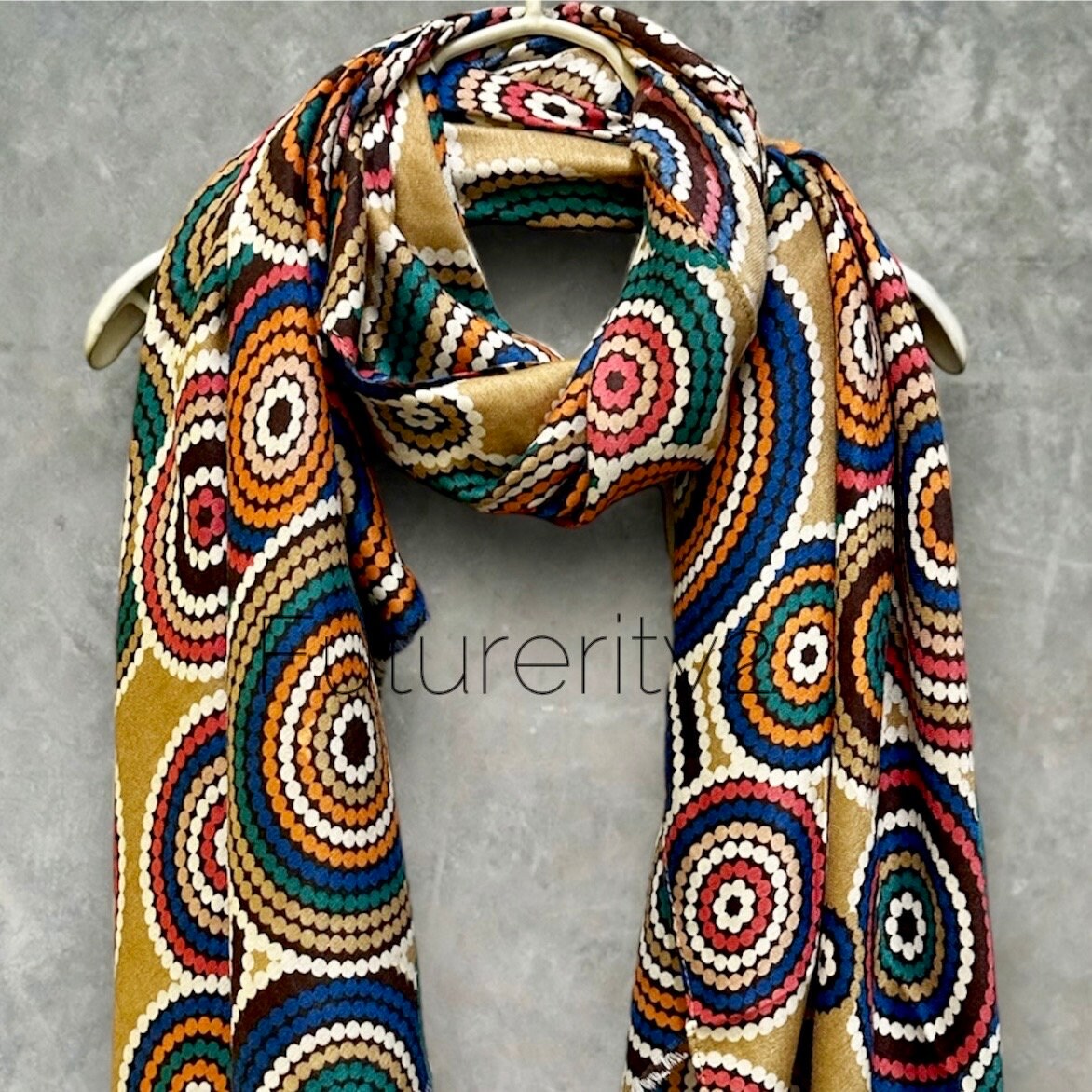 Cercular Dots Pattern Brown Scarf/Cotton Blend Scarf/Summer Autumn Winter Scarf/Scarf Women/Gifts For Her Birthday Christmas