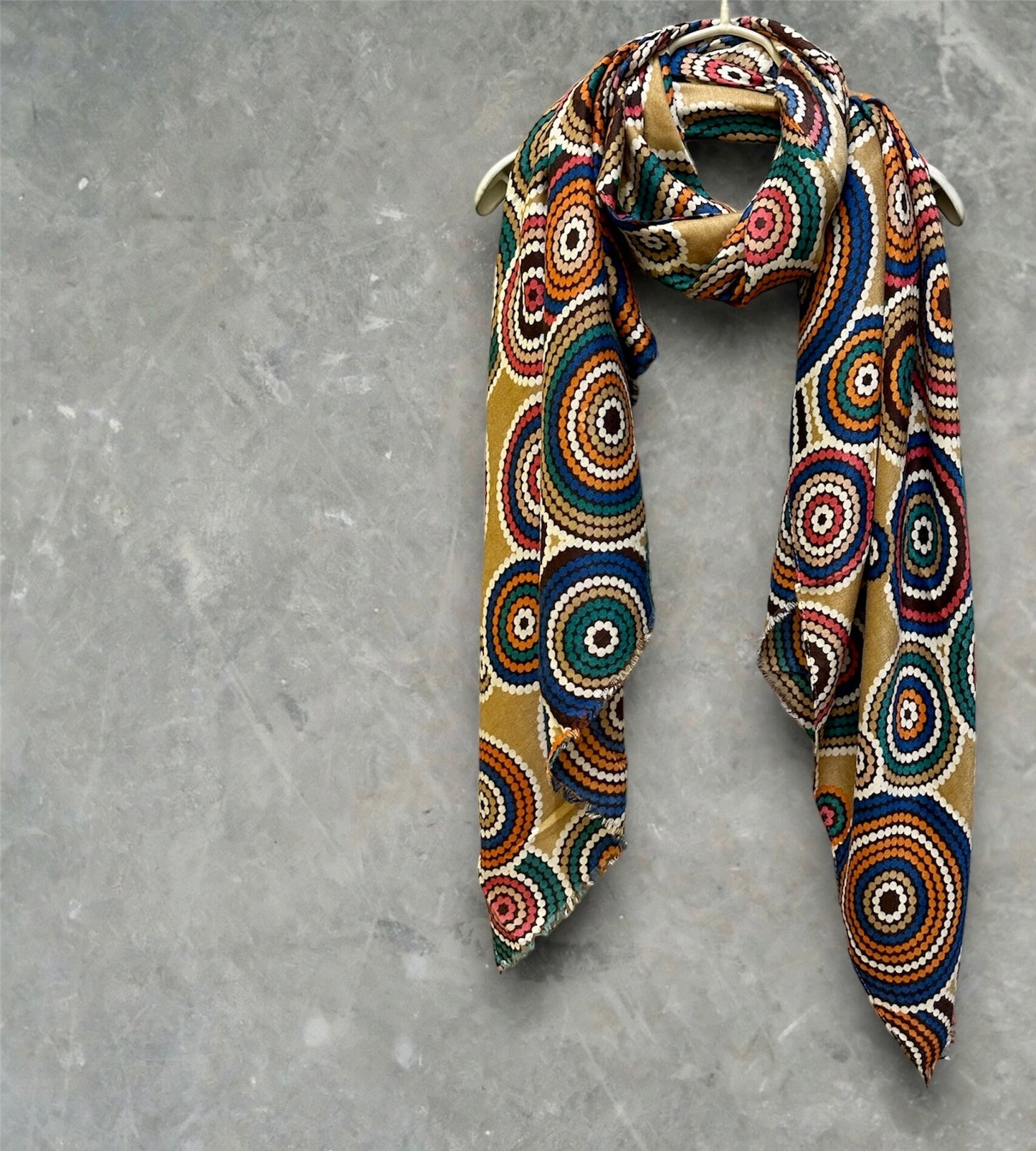 Cercular Dots Pattern Brown Scarf/Cotton Blend Scarf/Summer Autumn Winter Scarf/Scarf Women/Gifts For Her Birthday Christmas