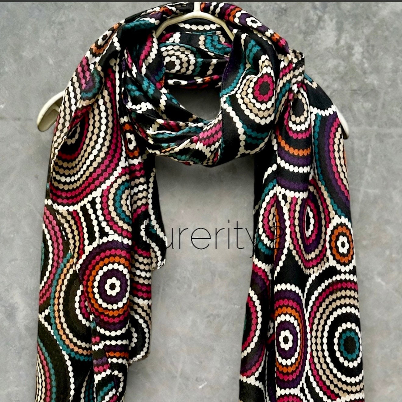 Cercular Dots Pattern Black Scarf/Cotton Blend Scarf/Summer Autumn Winter Scarf/Scarf Women/Gifts For Her Birthday Christmas