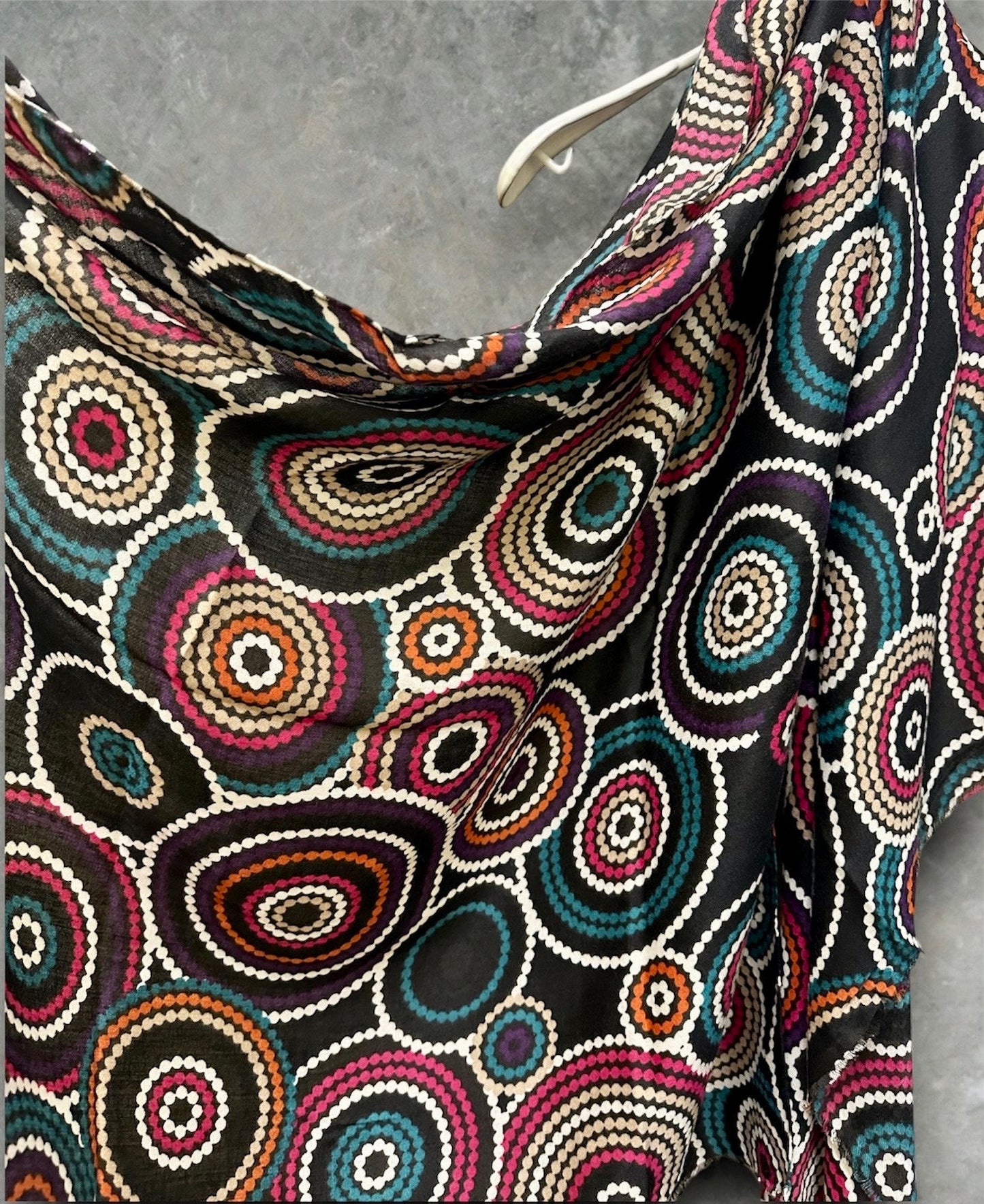 Cercular Dots Pattern Black Scarf/Cotton Blend Scarf/Summer Autumn Winter Scarf/Scarf Women/Gifts For Her Birthday Christmas
