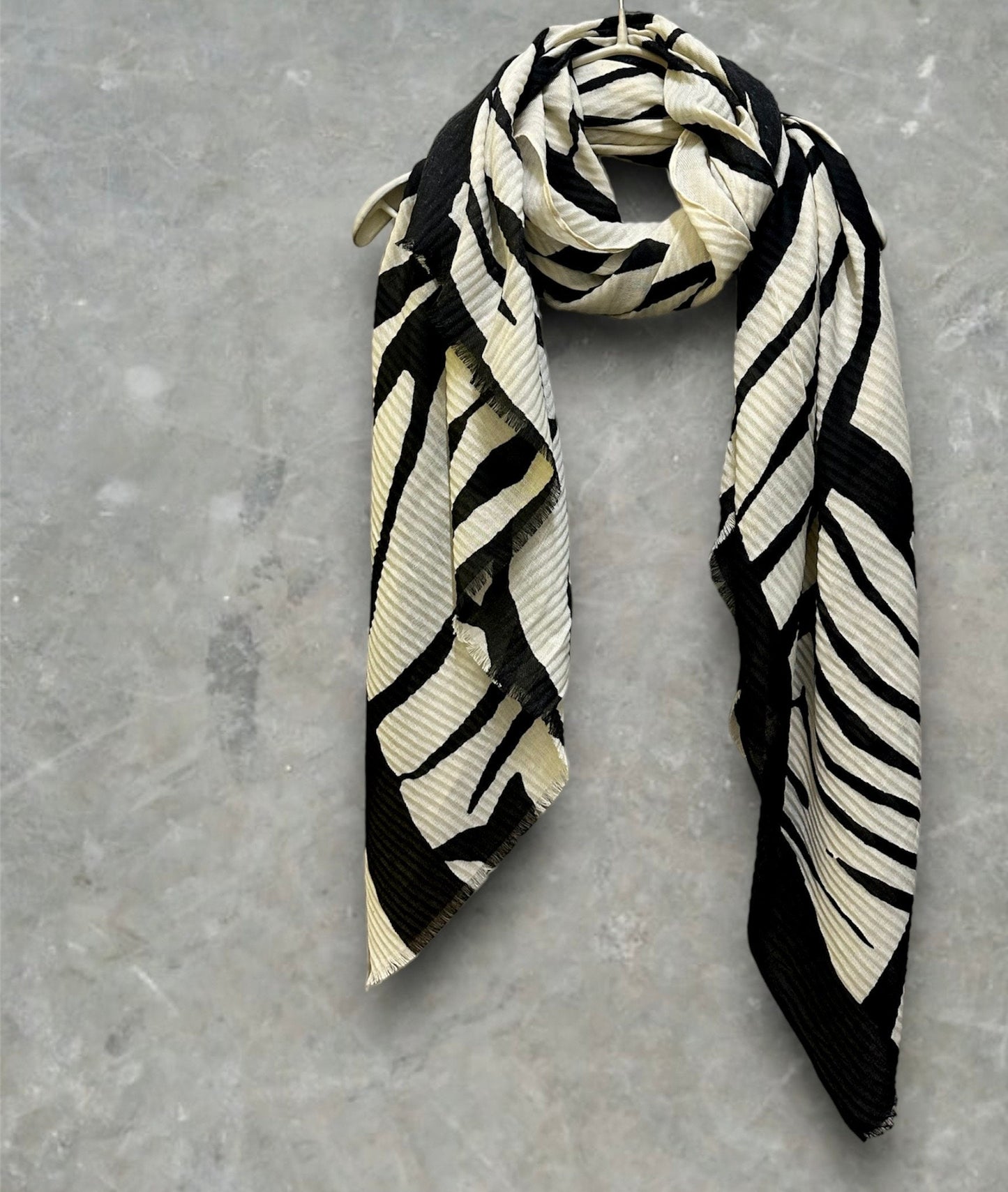 Geo Zebra Stripes Pattern Black White Scarf/Cotton Blend Scarf/Summer Autumn Winter Scarf/Scarf Women/Gifts For Her Birthday Christmas