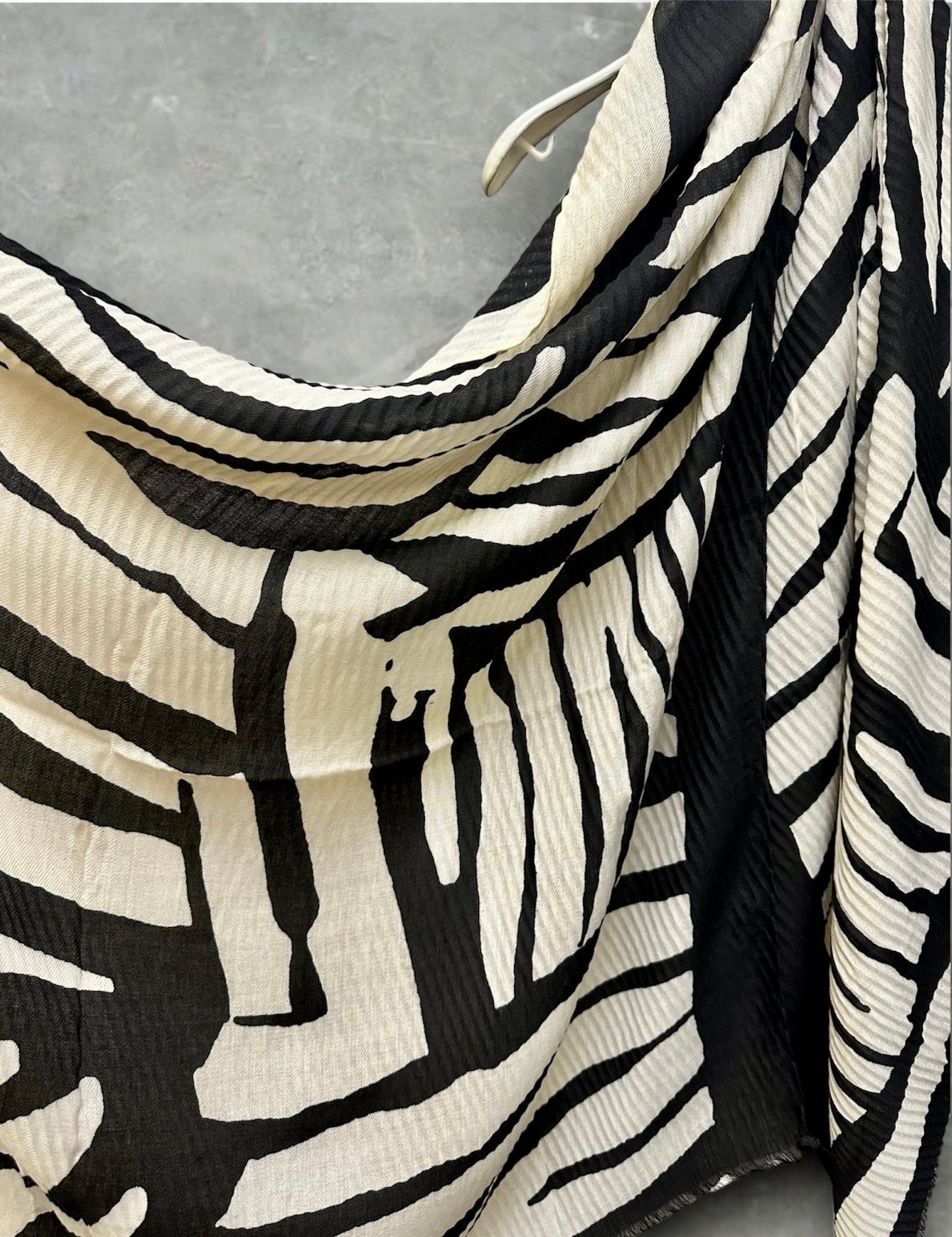 Geo Zebra Stripes Pattern Black White Scarf/Cotton Blend Scarf/Summer Autumn Winter Scarf/Scarf Women/Gifts For Her Birthday Christmas