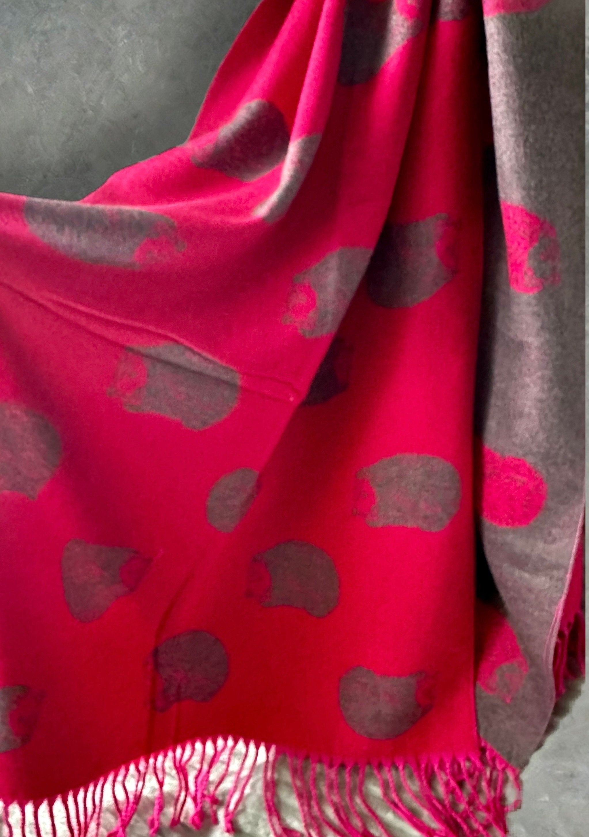 Hedgehog Fuchsia Pink/Grey Double-Sided Cashmere Blend Scarf.