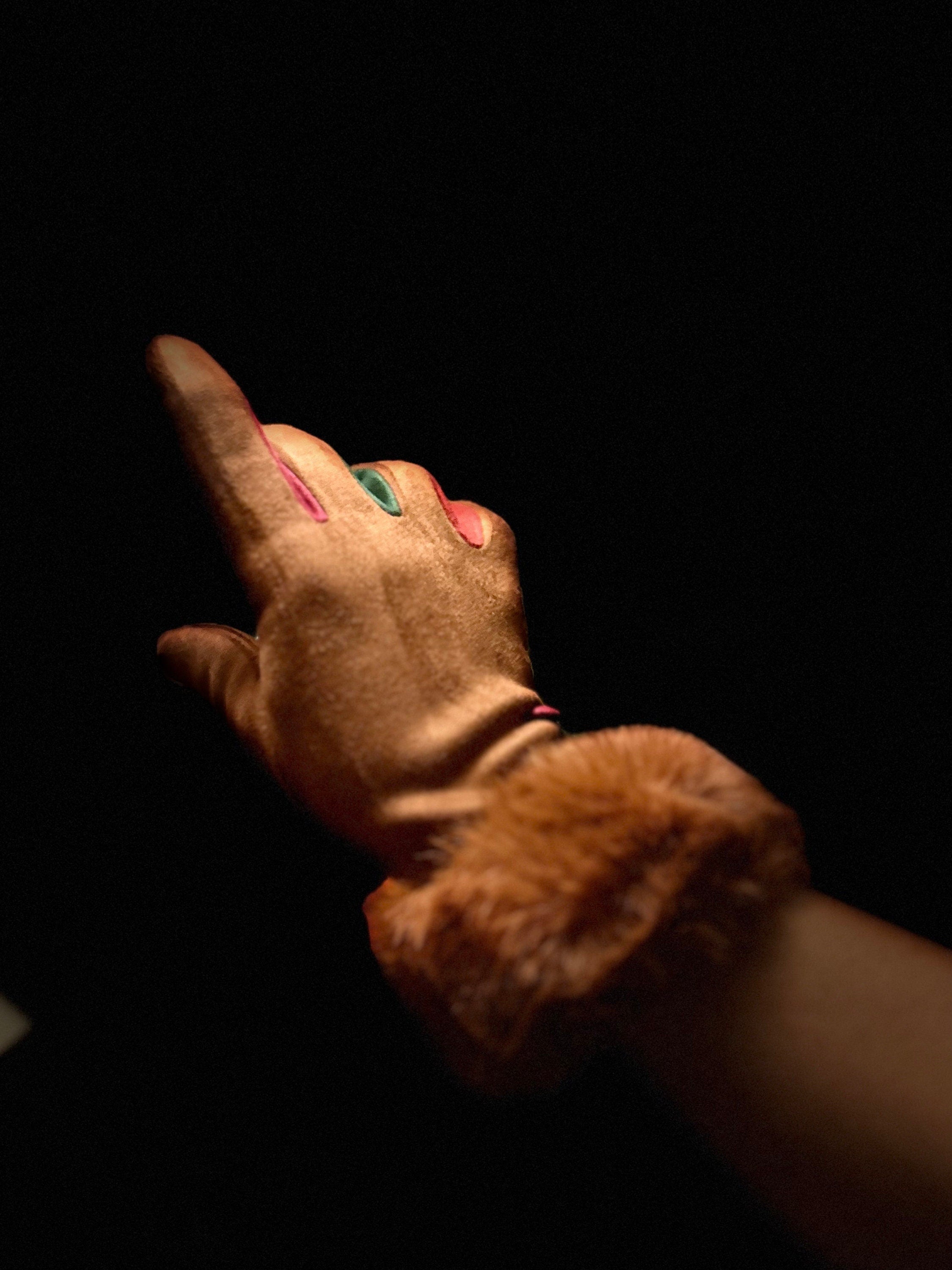 Brown Suede Gloves with Faux Fur,Stretch Suede Fabric