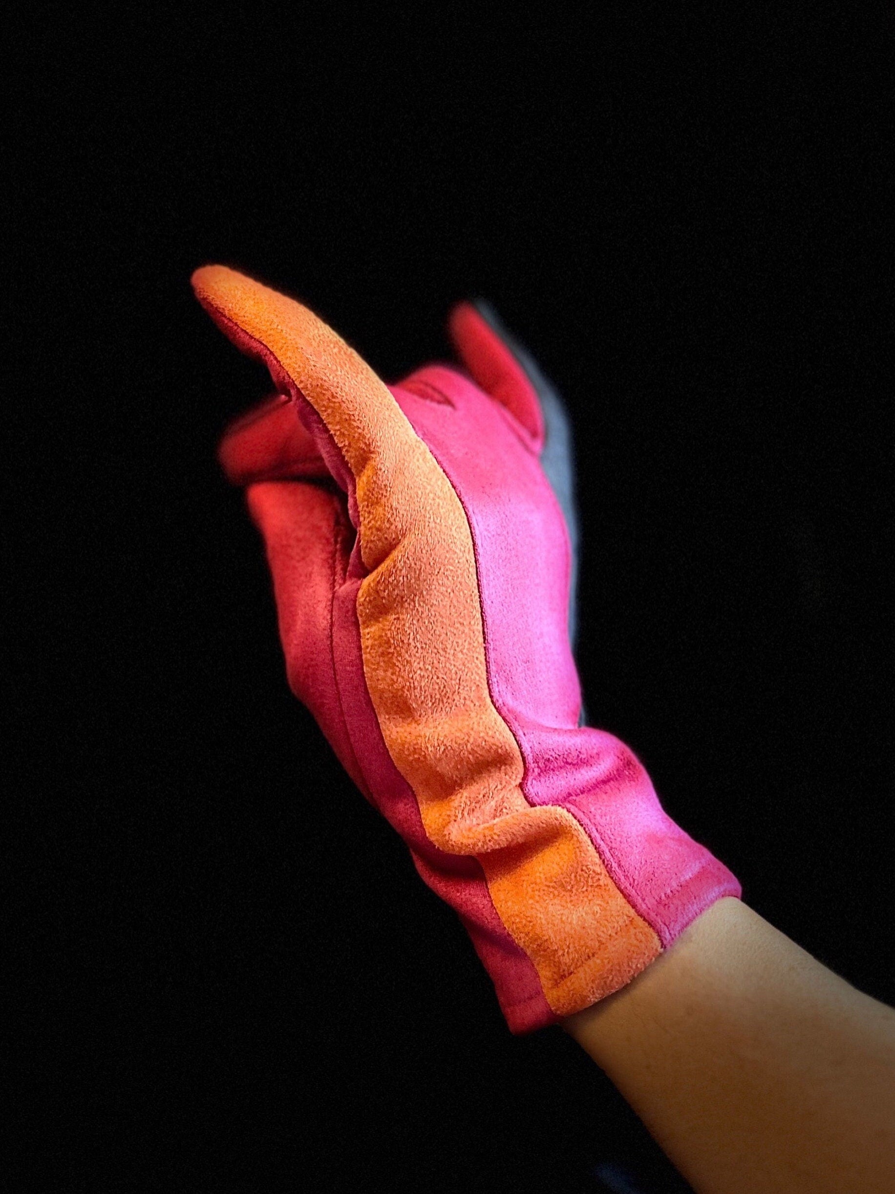 The Tri-Color Glove in Pink,Orange, and Grey