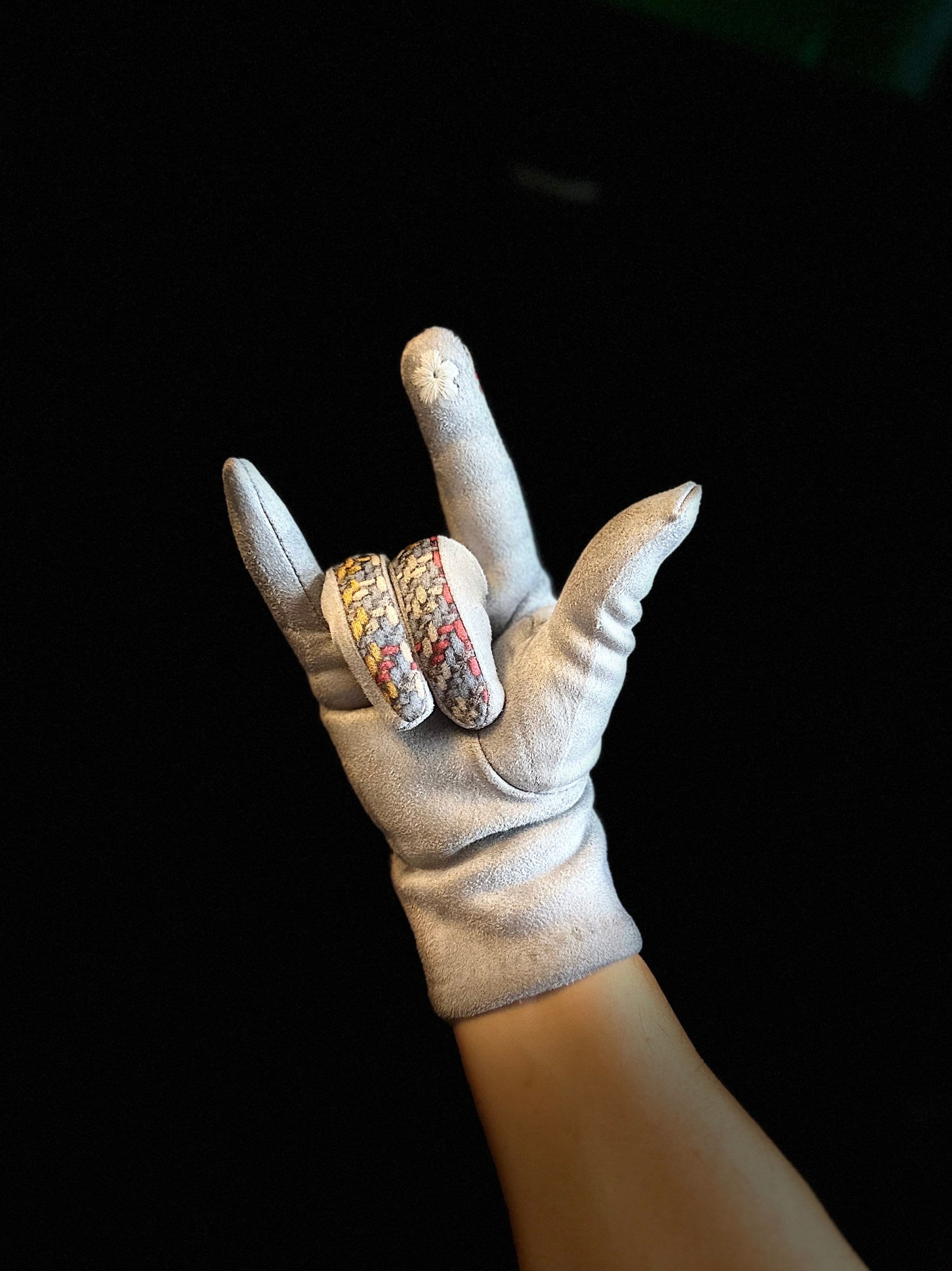 Light Grey Glove with Tweed,Tartan Pattern