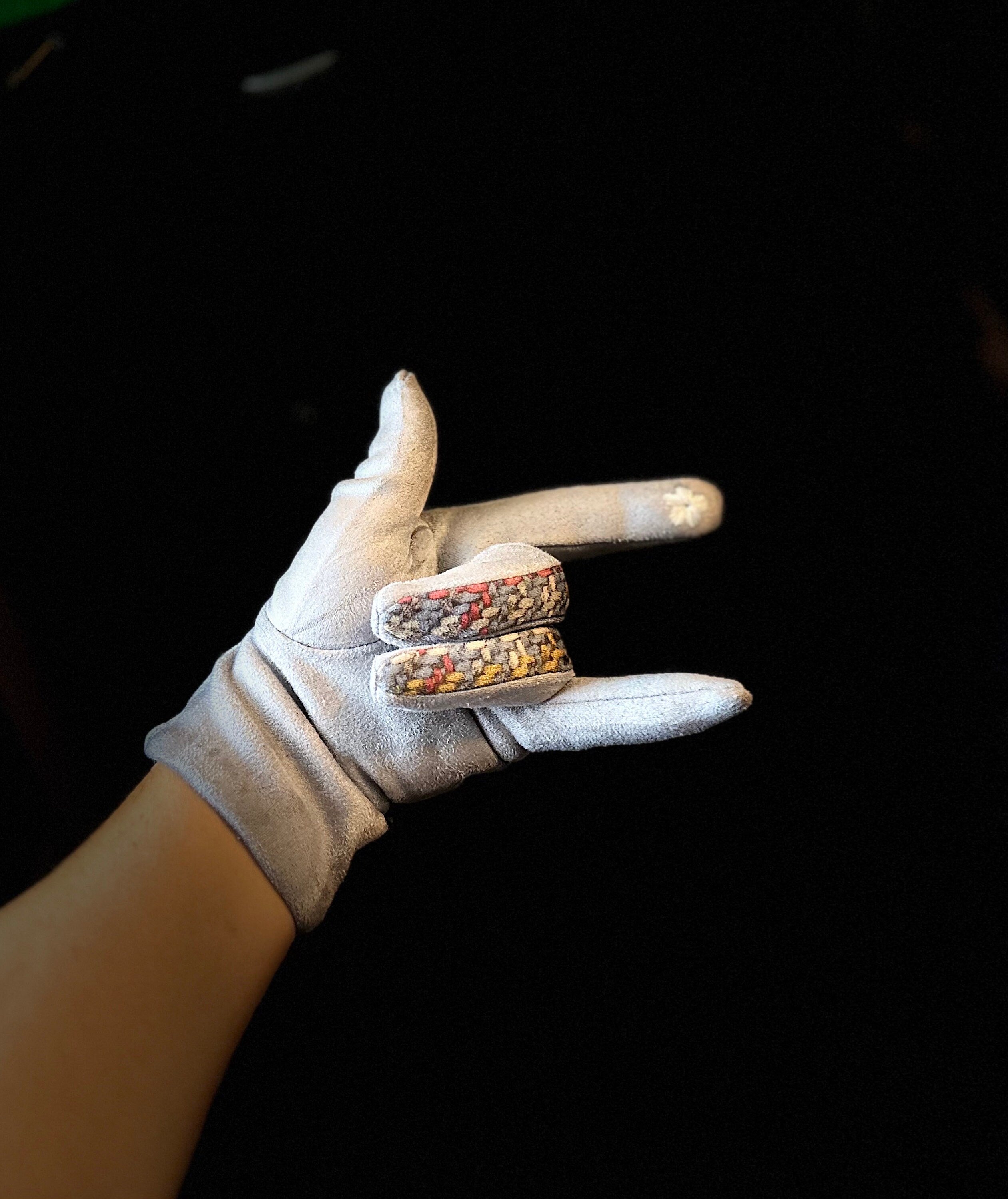 Light Grey Glove with Tweed,Tartan Pattern