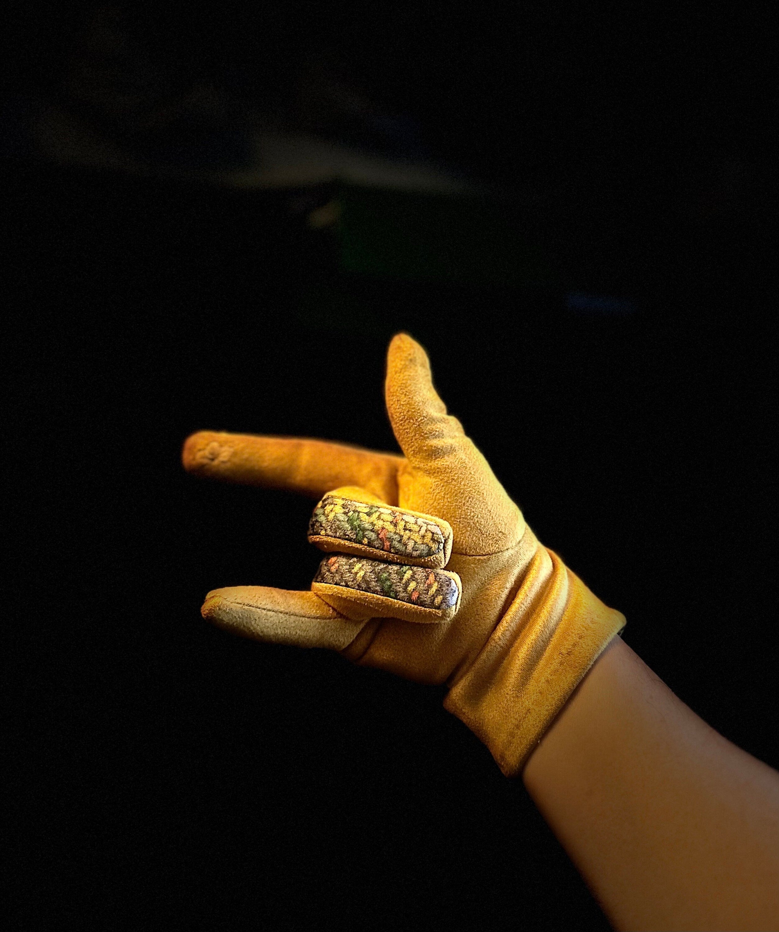 Mustard Yellow Glove with Tweed,Tartan Pattern for Women