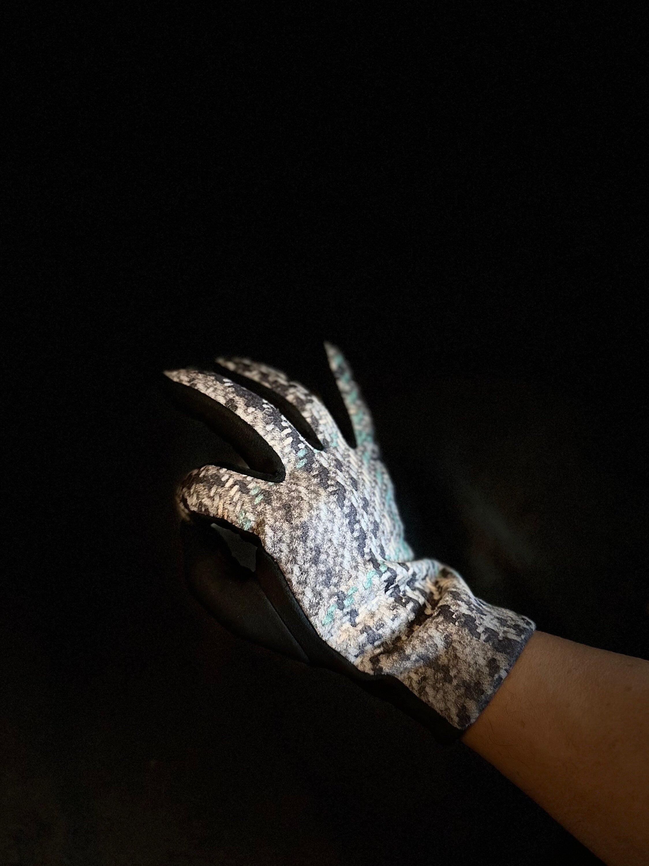 Black Glove with Tweed,Tartan Pattern for Women