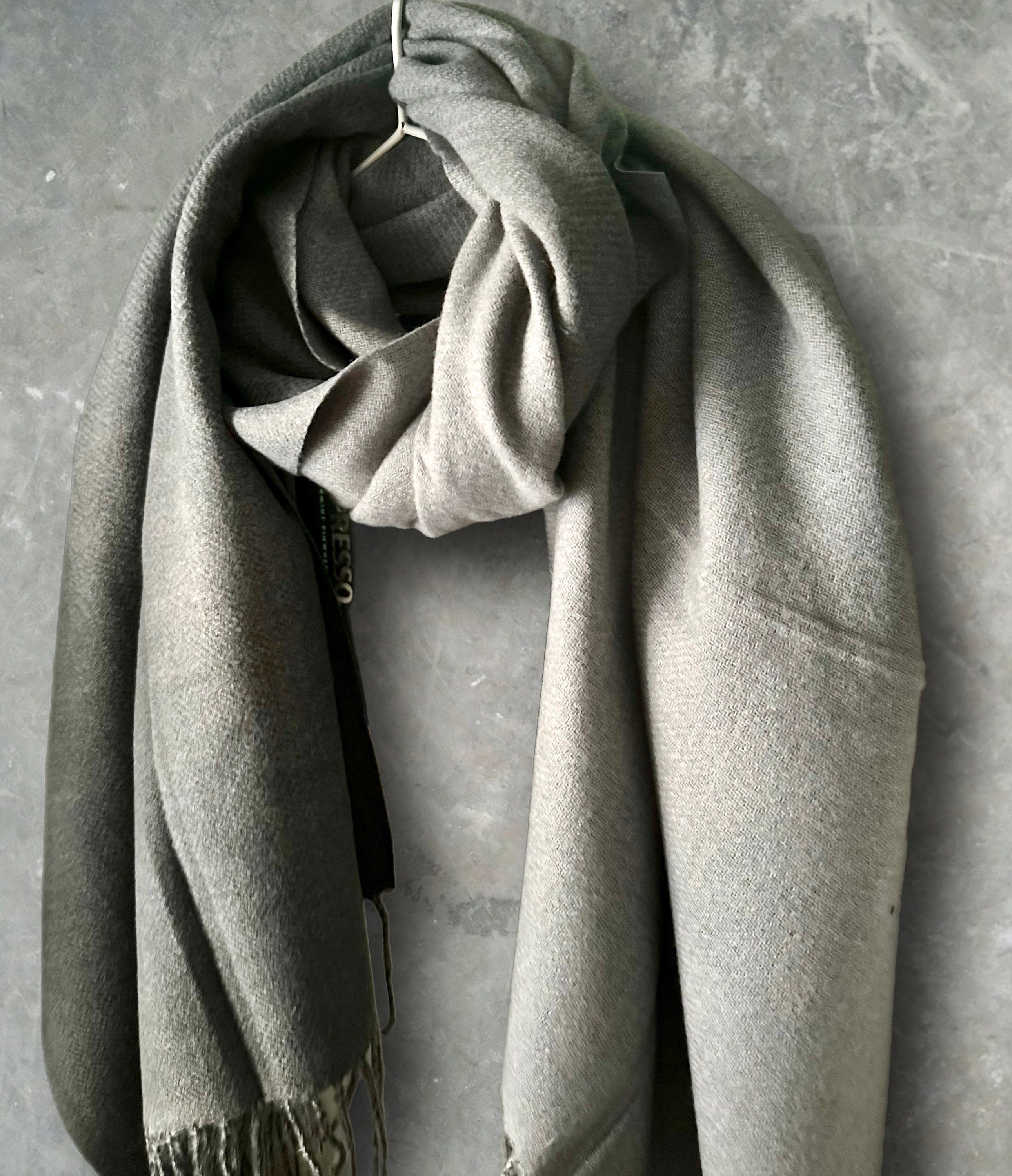 Two-Toned Grey Double-Sided Cashmere Scarf,Unisex Winter Scarf for Men and Women
