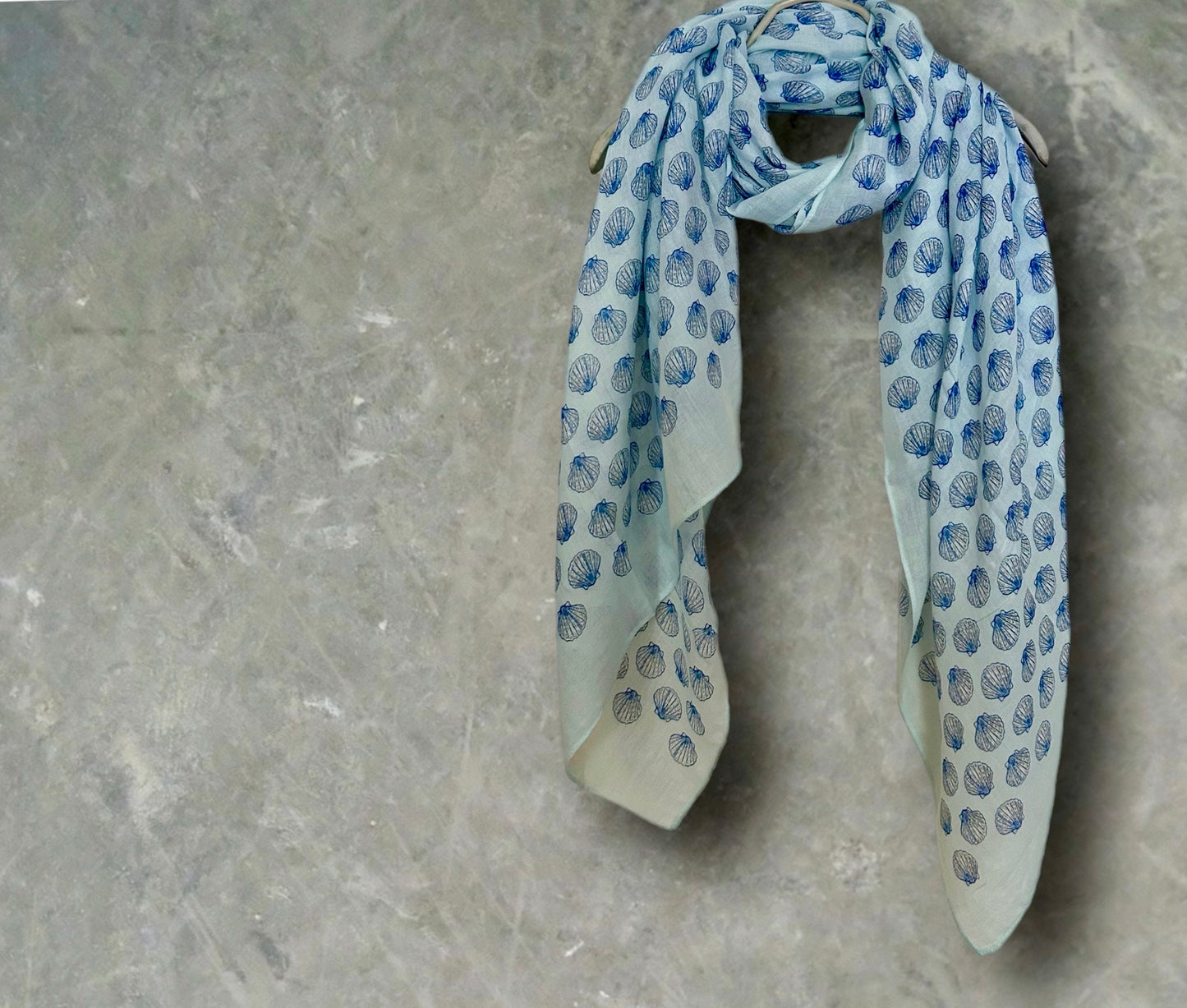 Light Blue Seashell Pattern Women Cotton Scarf,Versatile All-Season Accessory,Ideal Birthday Gift for Her,Wife,Mom,Girlfriend and Christmas