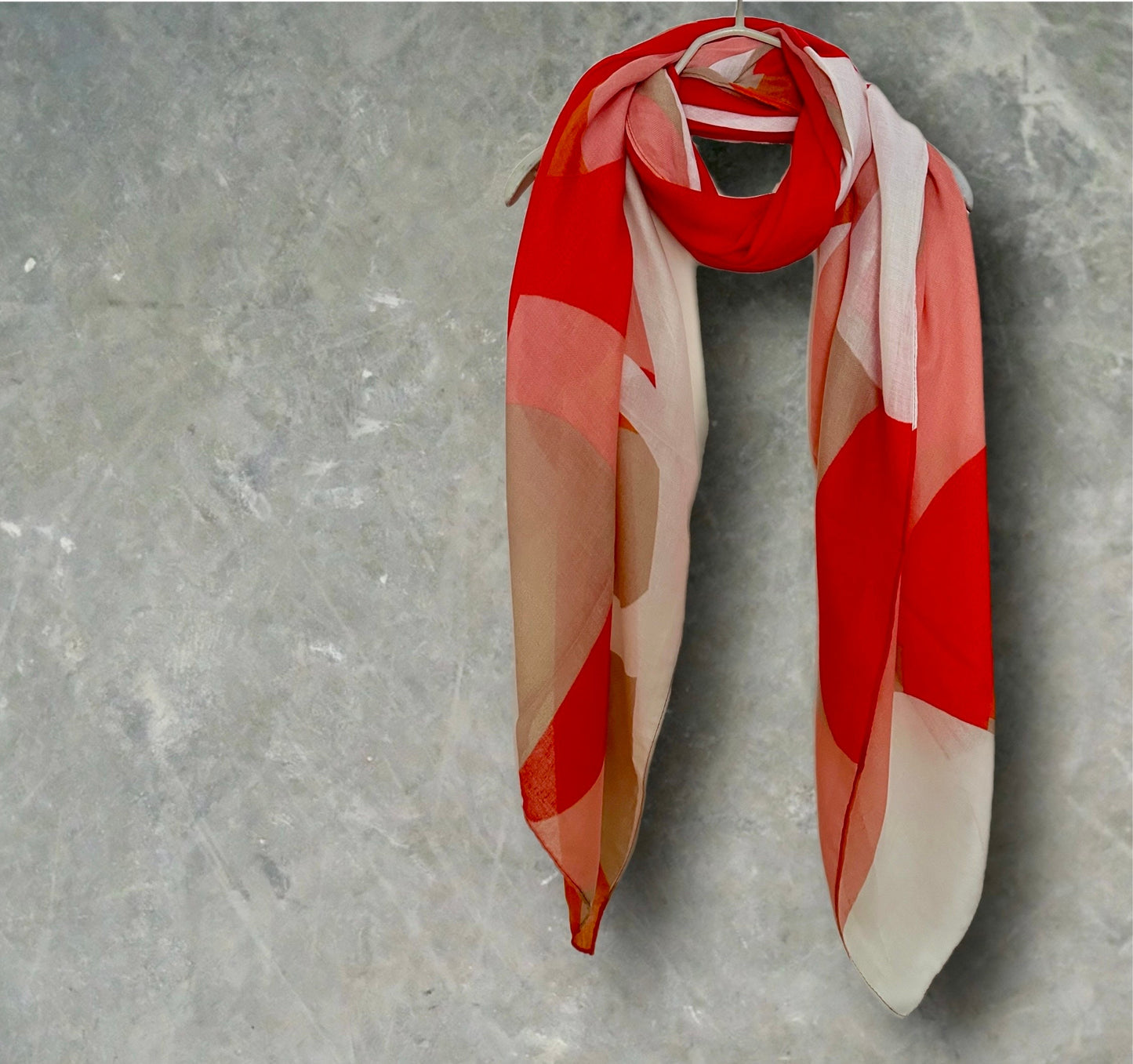 Red and White Geometric Abstract Cotton Scarf for Women,Ideal All-Season Gift for Her,Mom,Wife,Birthdays and Christmas