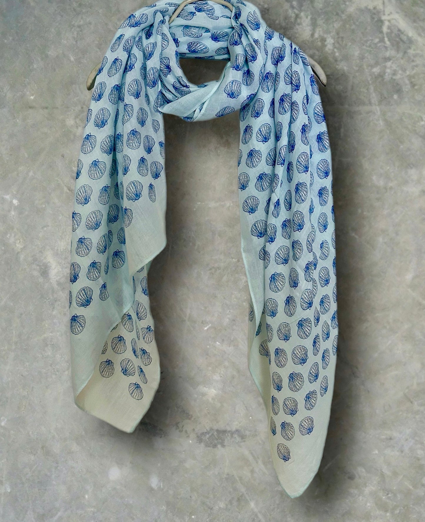 Light Blue Seashell Pattern Women Cotton Scarf,Versatile All-Season Accessory,Ideal Birthday Gift for Her,Wife,Mom,Girlfriend and Christmas