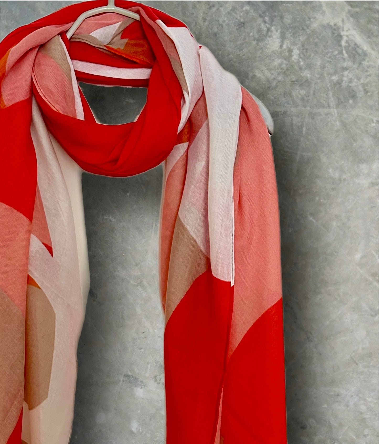 Red and White Geometric Abstract Cotton Scarf for Women,Ideal All-Season Gift for Her,Mom,Wife,Birthdays and Christmas