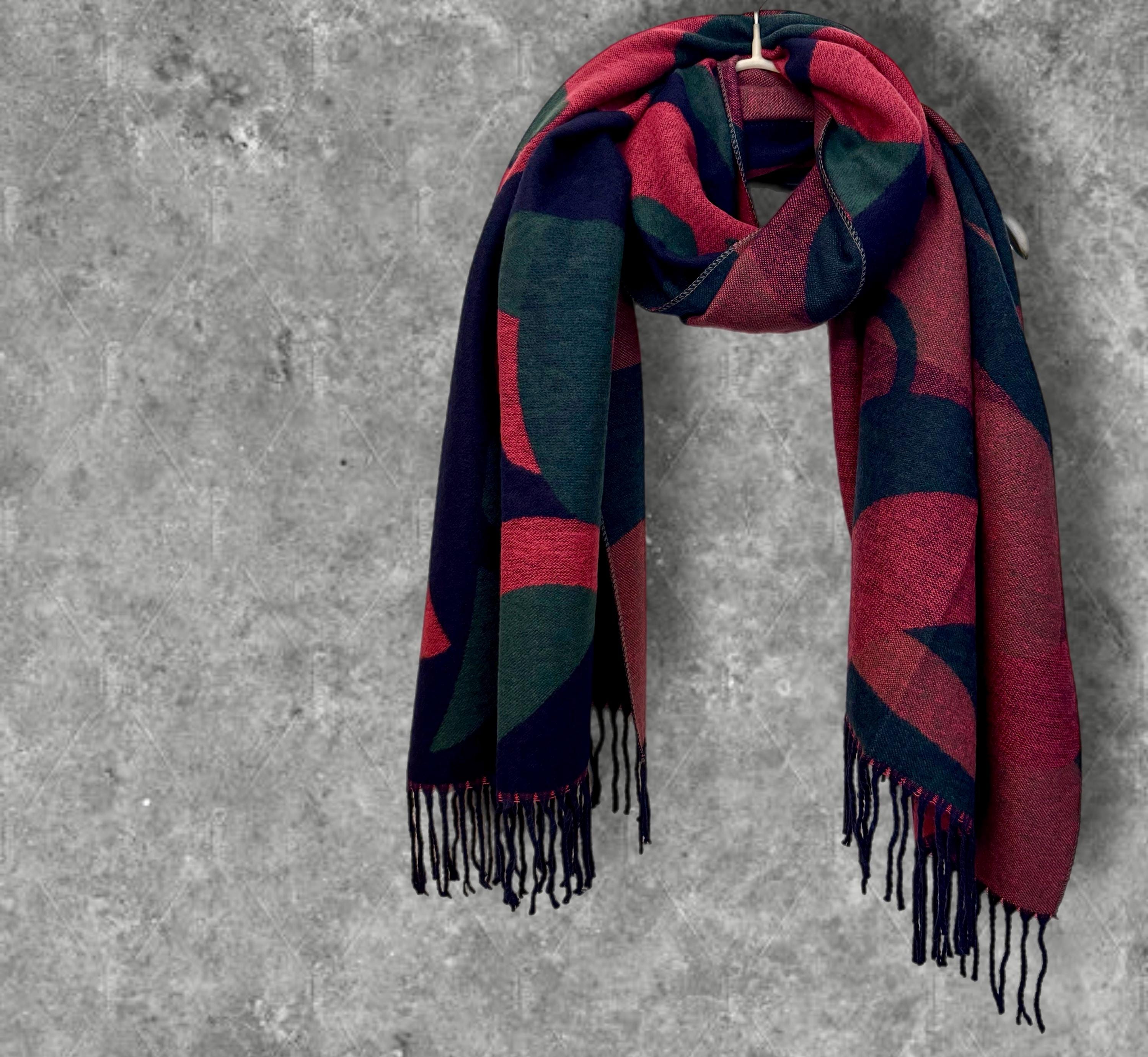 Eligant Cashmere Scarf Featuring Geometric Pattern in Pink/Green/Blue