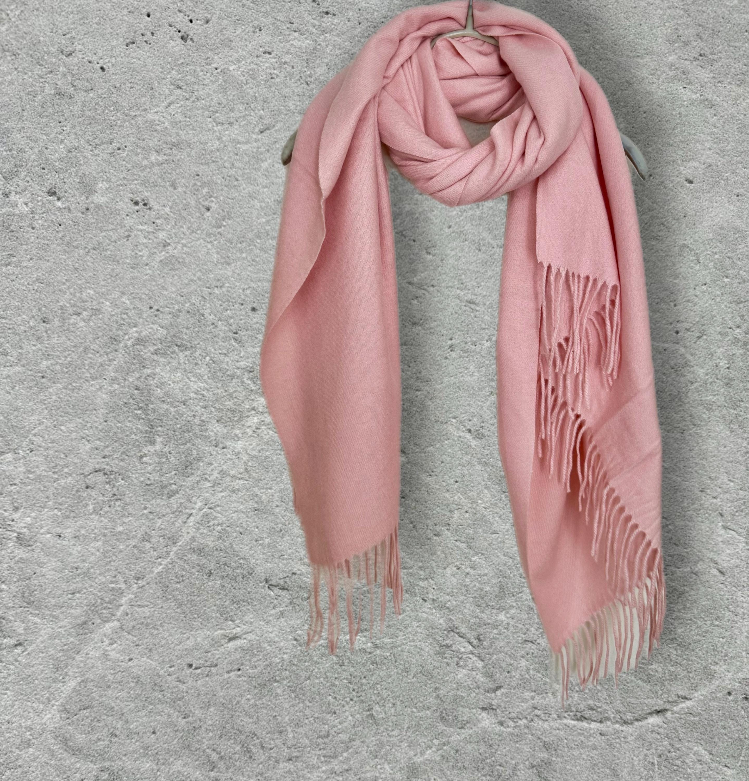 Luxury Pink Plain Cashmere Scarf