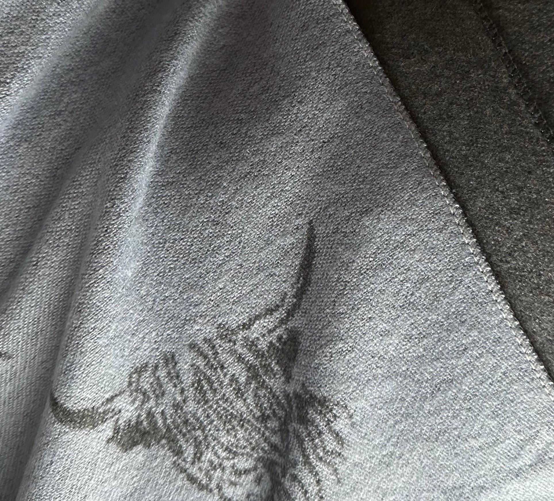 Highland Cattle Scarf in Light Blue Grey Double-sided Cashmere Blend Scarf