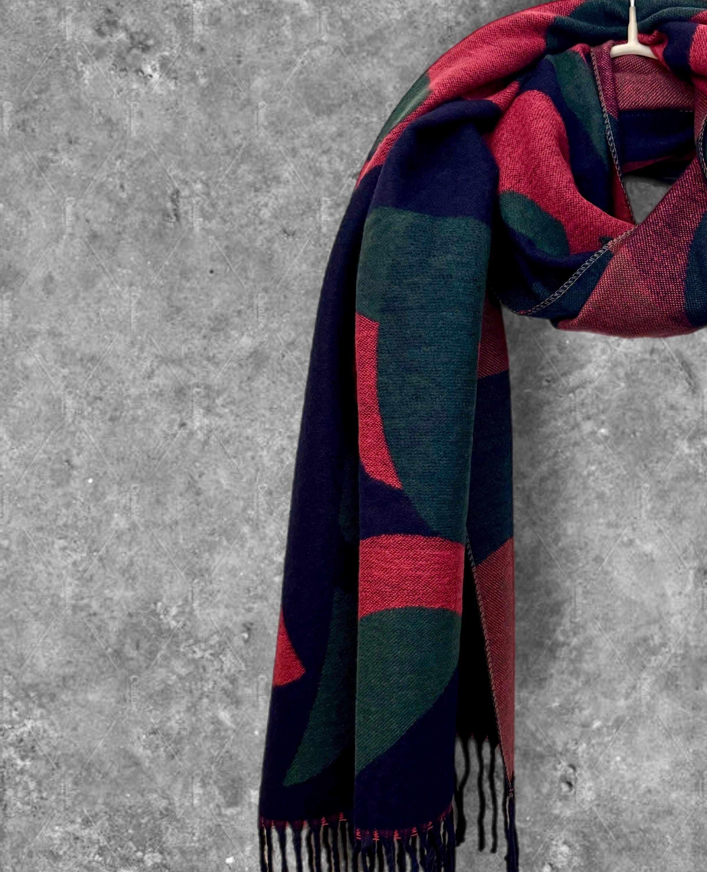 Eligant Cashmere Scarf Featuring Geometric Pattern in Pink/Green/Blue