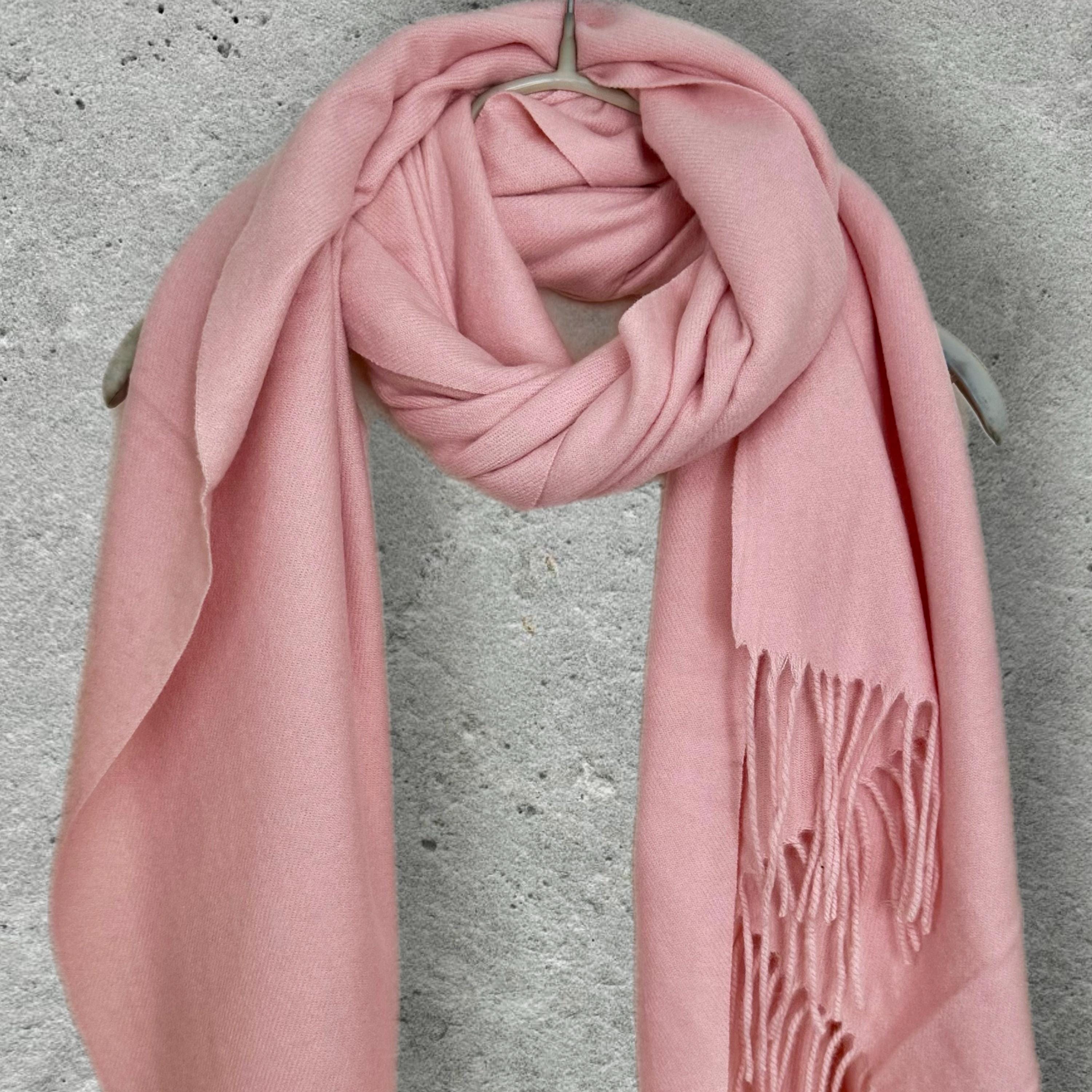 Luxury Pink Plain Cashmere Scarf