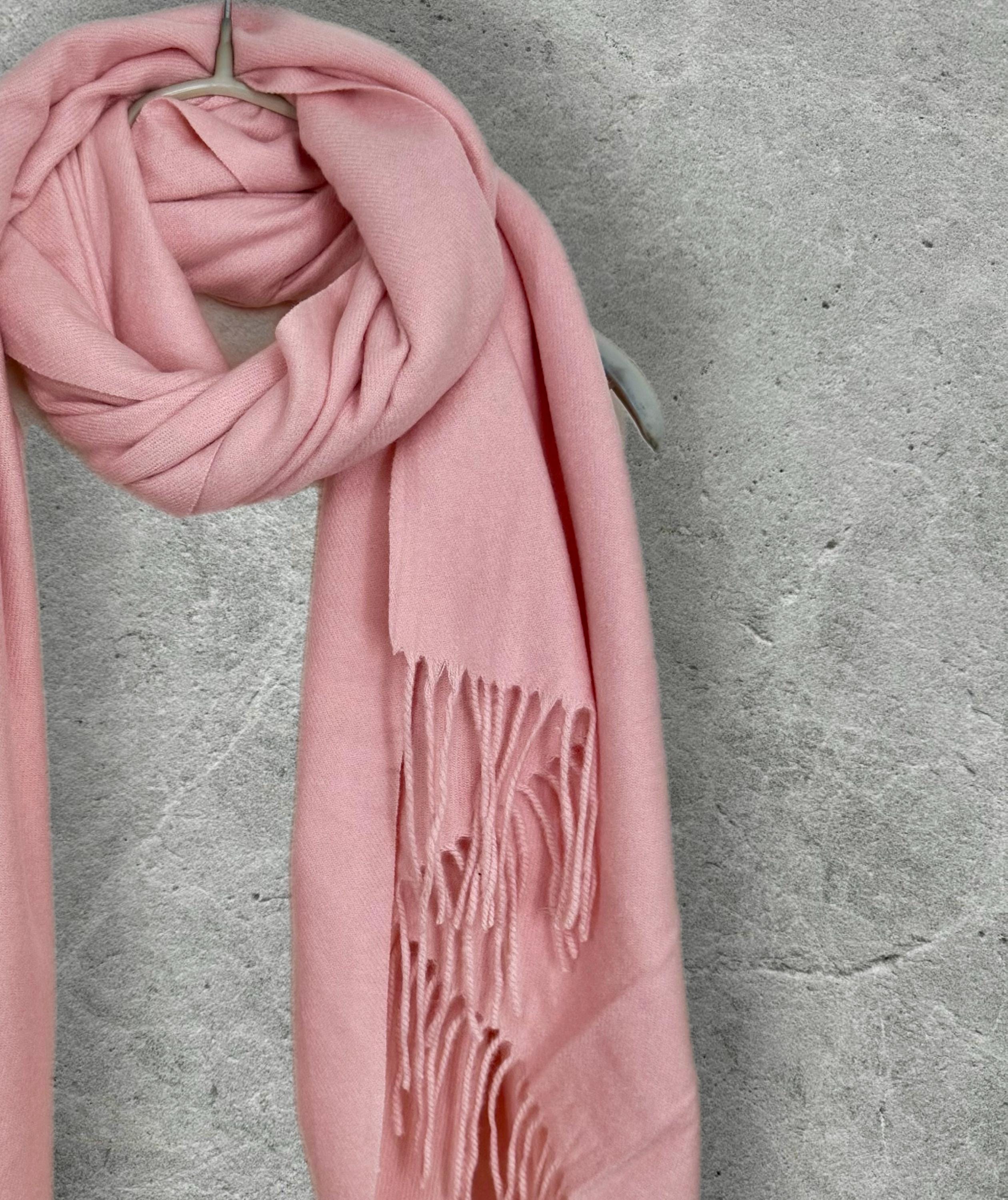 Luxury Pink Plain Cashmere Scarf