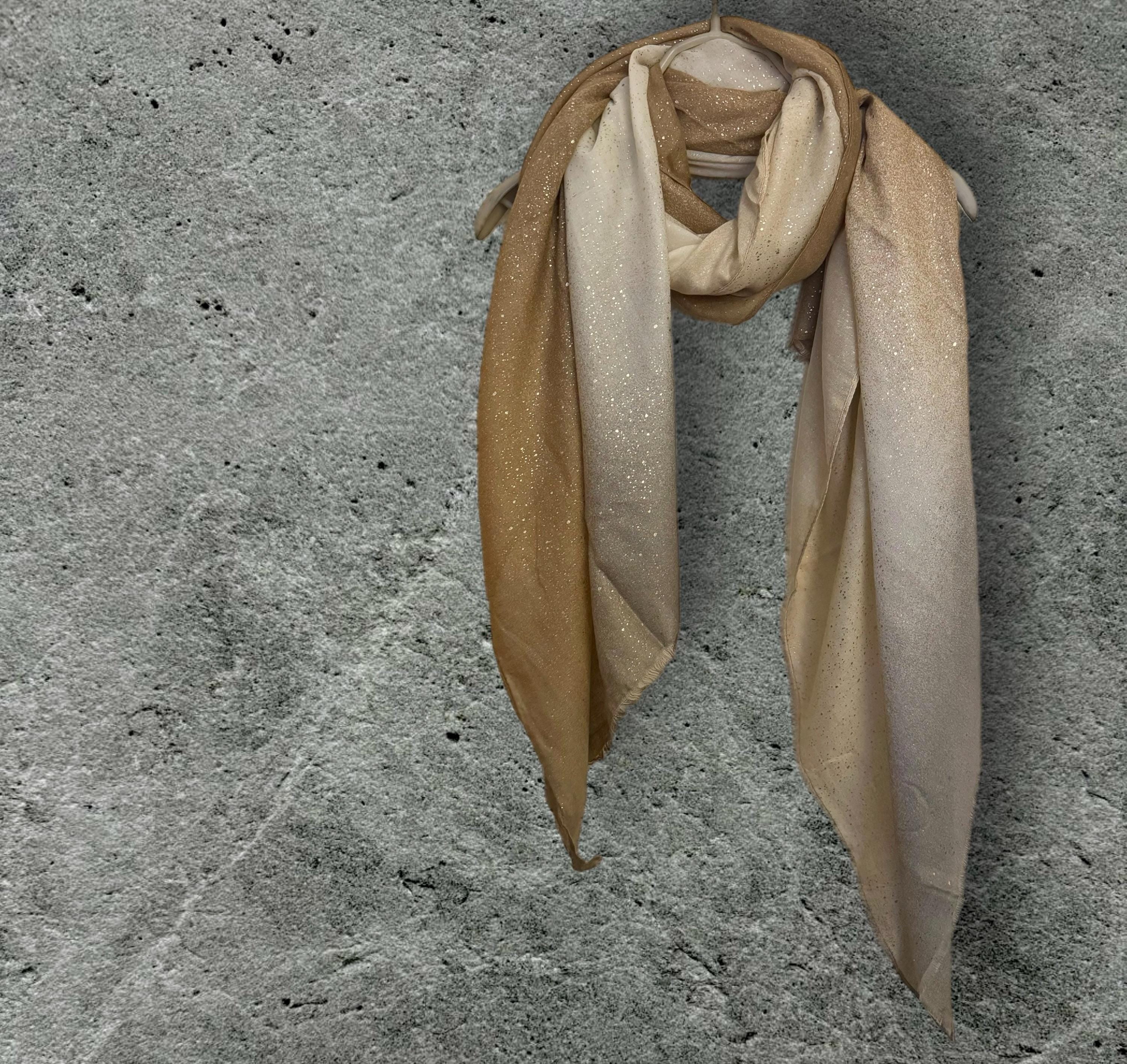 Beige Gradient Shimmering Scarf,Great for Evening Parties, Anniversaries,Weddings or as a Gift for Her Birthday,New Year or Christmas