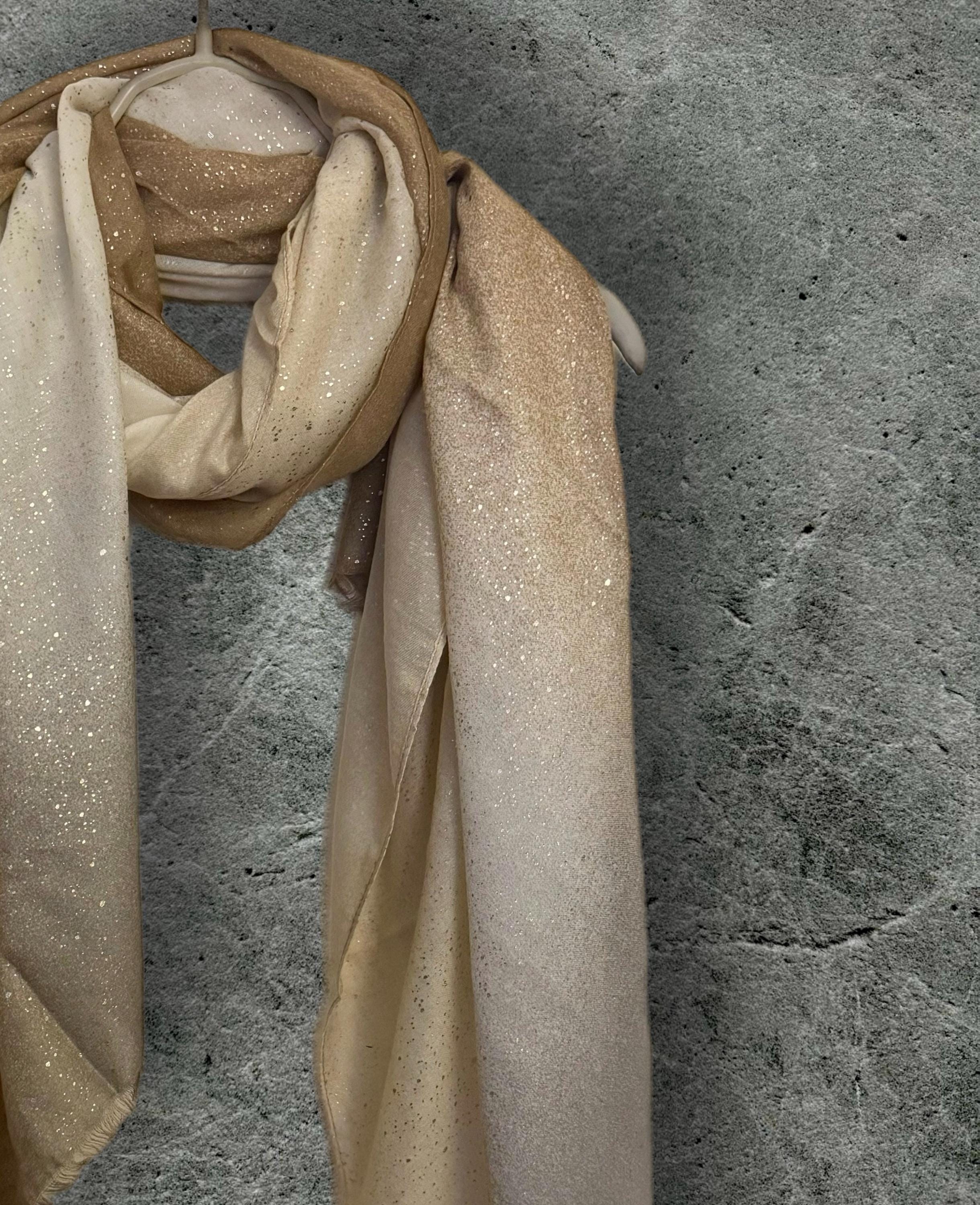 Beige Gradient Shimmering Scarf,Great for Evening Parties, Anniversaries,Weddings or as a Gift for Her Birthday,New Year or Christmas
