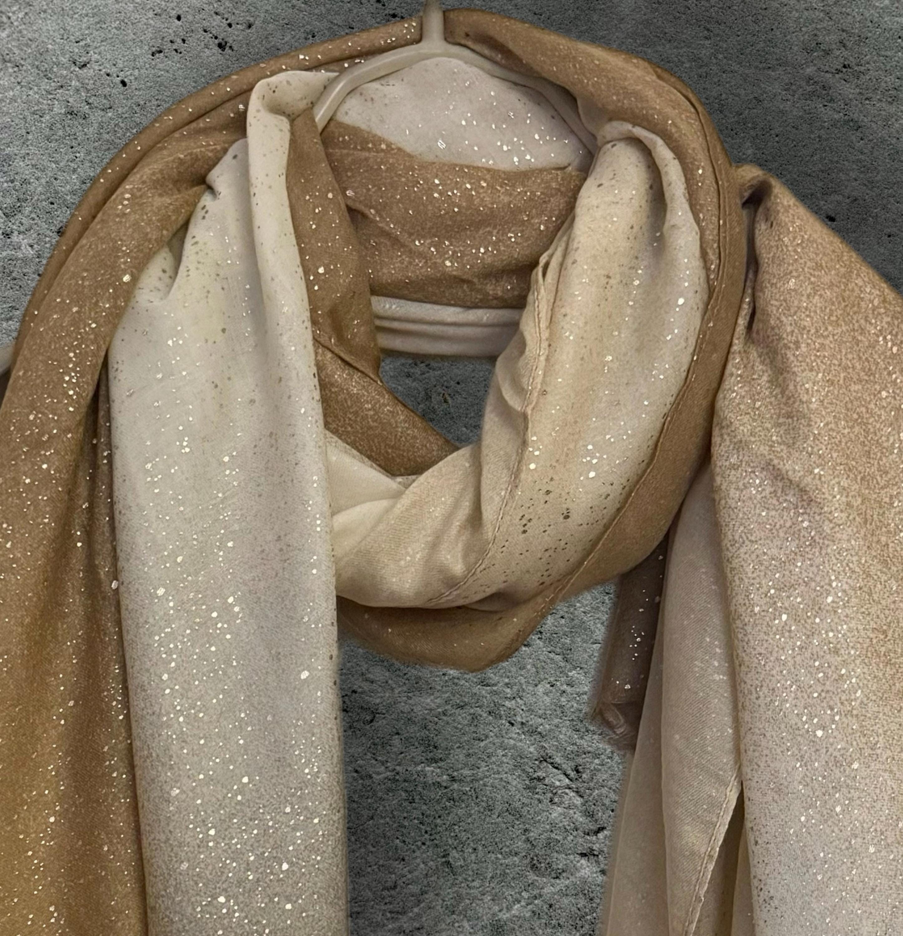Beige Gradient Shimmering Scarf,Great for Evening Parties, Anniversaries,Weddings or as a Gift for Her Birthday,New Year or Christmas