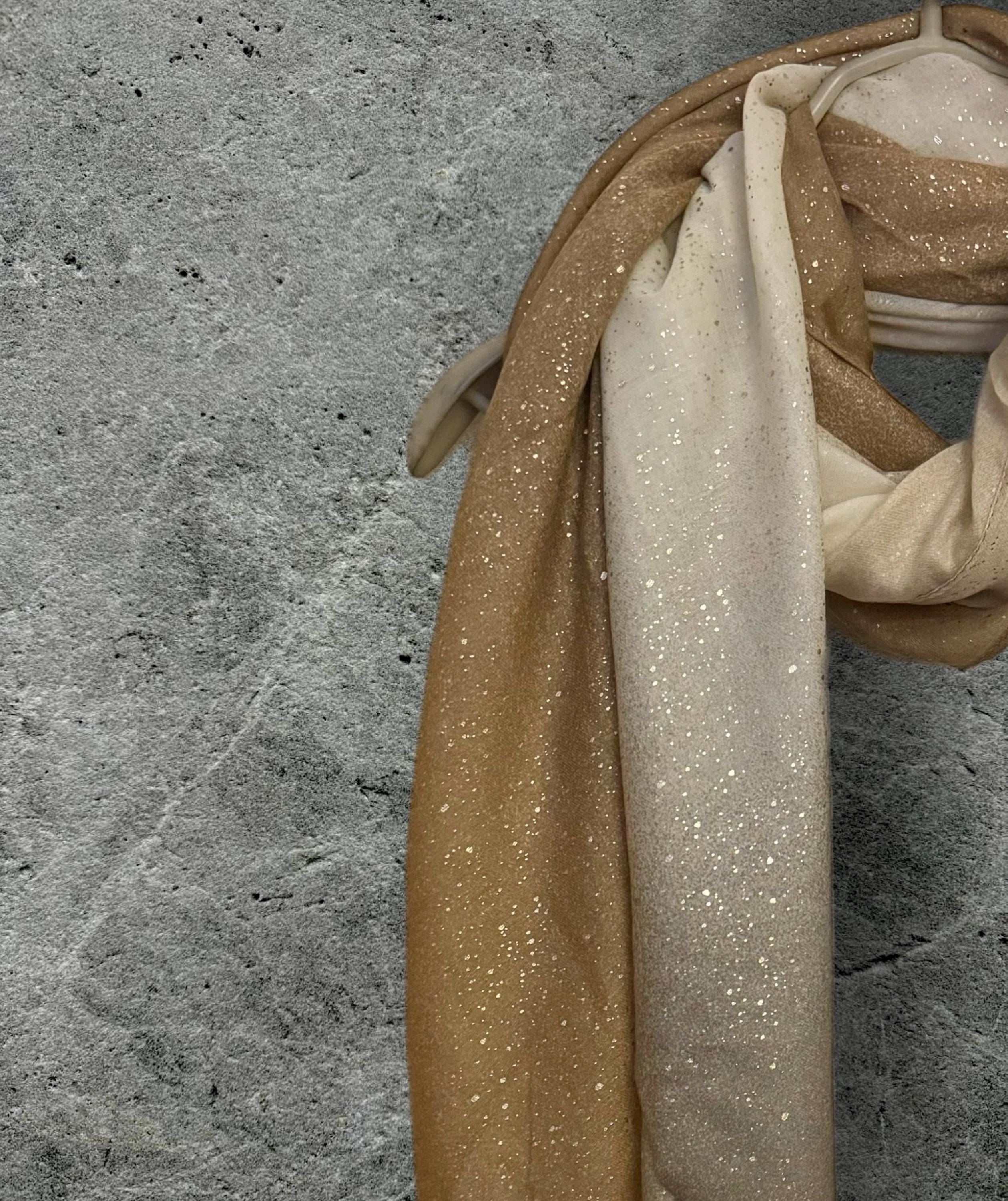 Beige Gradient Shimmering Scarf,Great for Evening Parties, Anniversaries,Weddings or as a Gift for Her Birthday,New Year or Christmas
