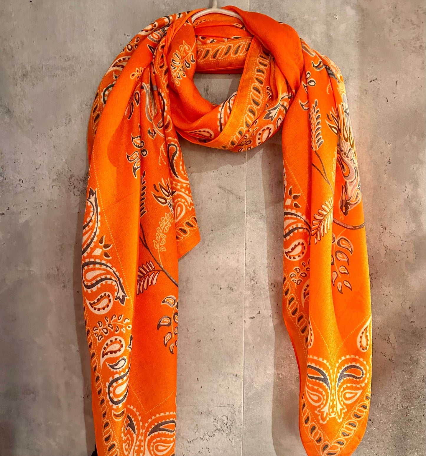 Paisley Orange Cotton Scarf/Summer Autumn Scarf/Scarf Women/Gifts For Mom/Gifts For Her Birthday Christmas/UK Seller