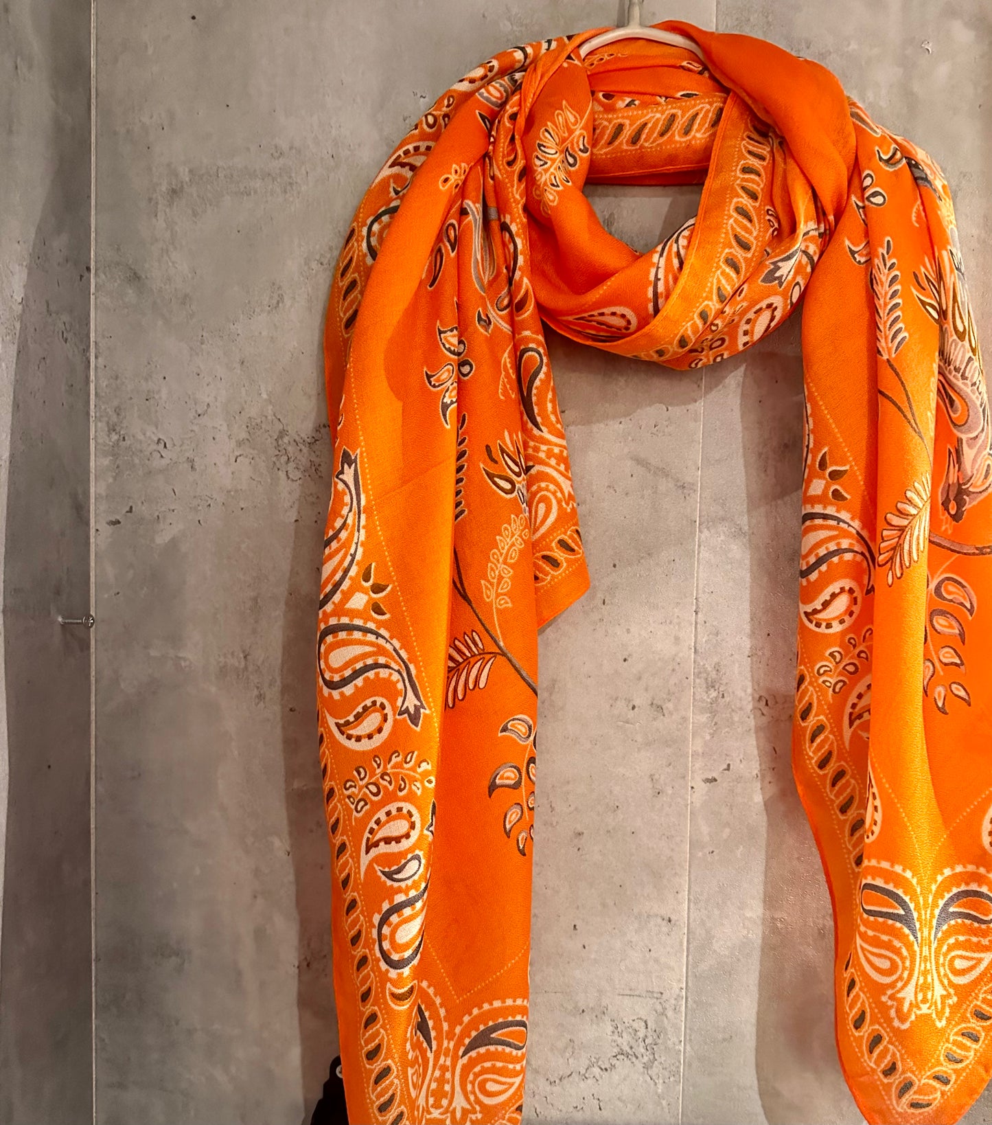 Paisley Orange Cotton Scarf/Summer Autumn Scarf/Scarf Women/Gifts For Mom/Gifts For Her Birthday Christmas/UK Seller