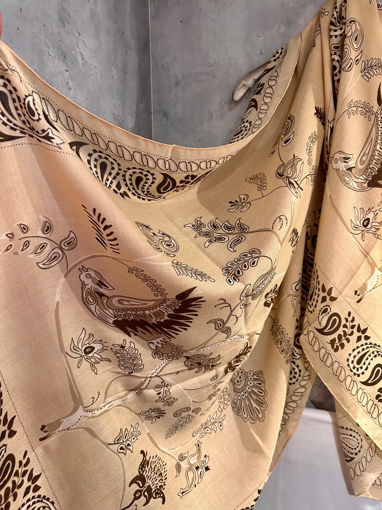 Paisley Beige Cotton Scarf/Summer Autumn Scarf/Scarf Women/Gifts For Mom/Gifts For Her Birthday Christmas/UK Seller
