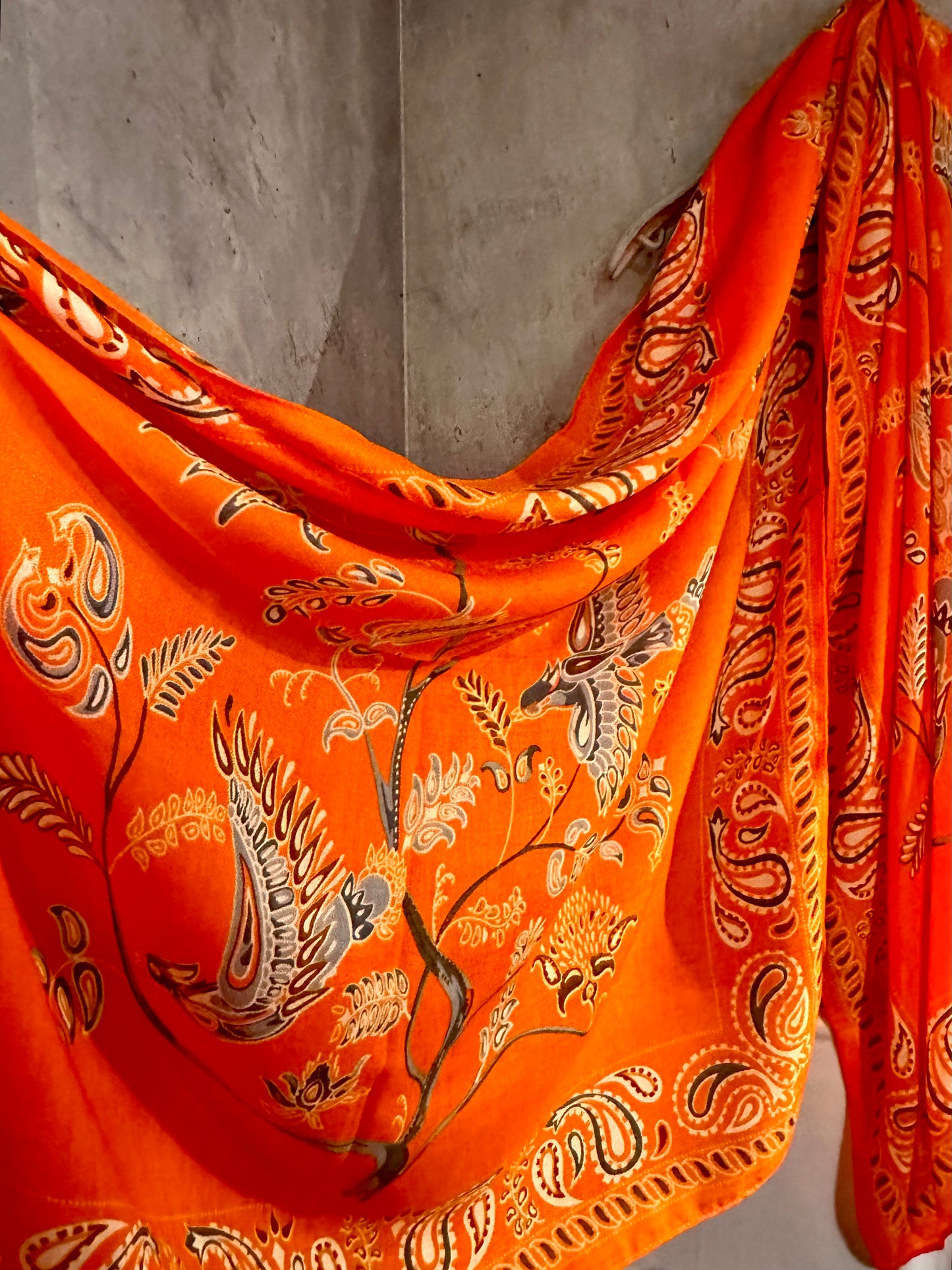 Paisley Orange Cotton Scarf/Summer Autumn Scarf/Scarf Women/Gifts For Mom/Gifts For Her Birthday Christmas/UK Seller