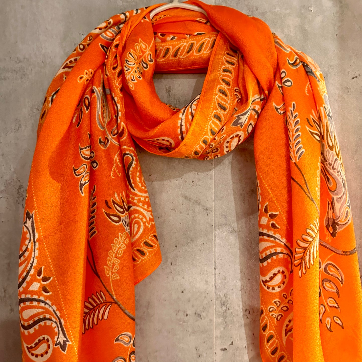Paisley Orange Cotton Scarf/Summer Autumn Scarf/Scarf Women/Gifts For Mom/Gifts For Her Birthday Christmas/UK Seller