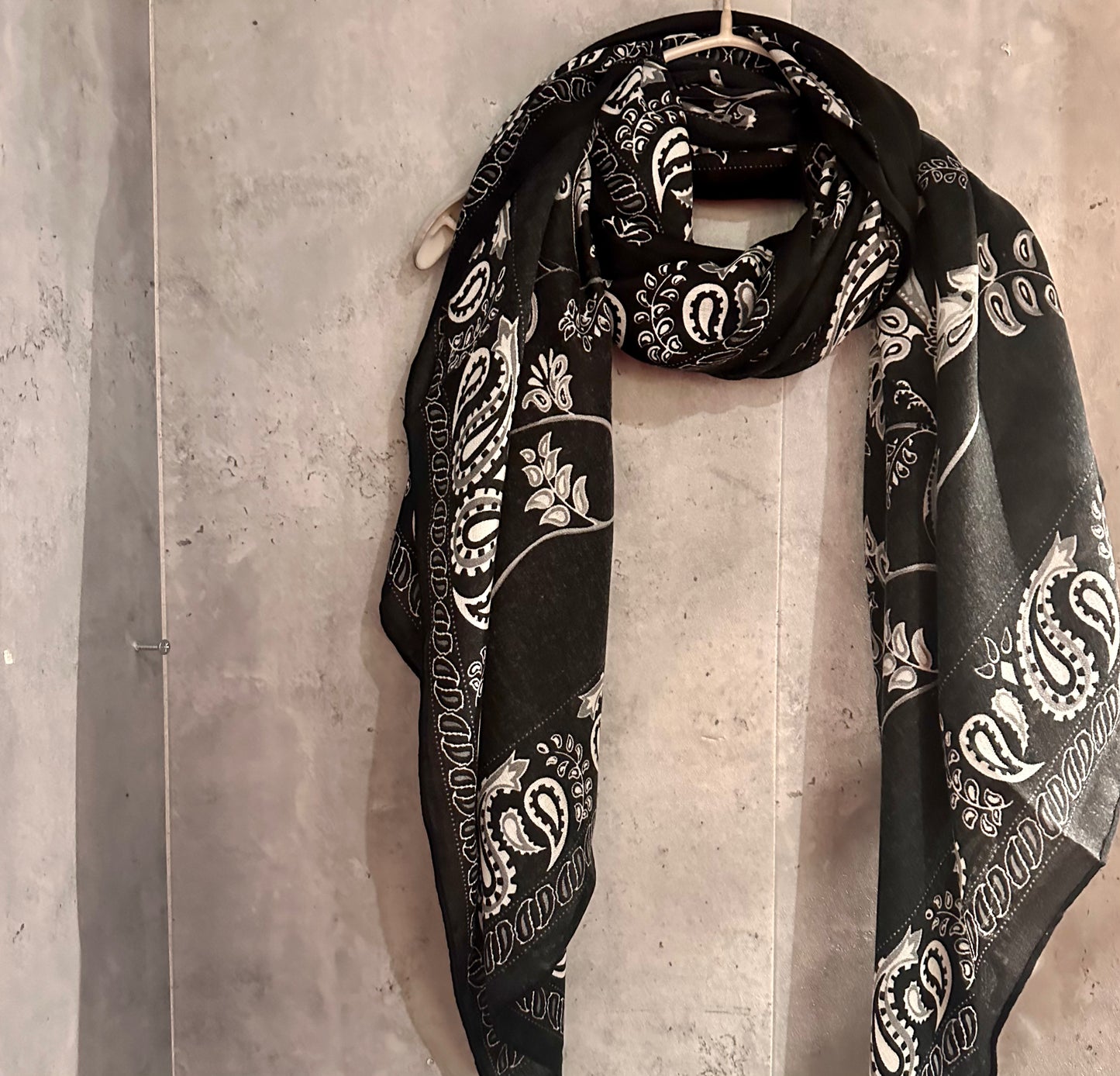Paisley Black Cotton Scarf/Summer Autumn Scarf/Scarf Women/Gifts For Mom/Gifts For Her Birthday Christmas/UK Seller