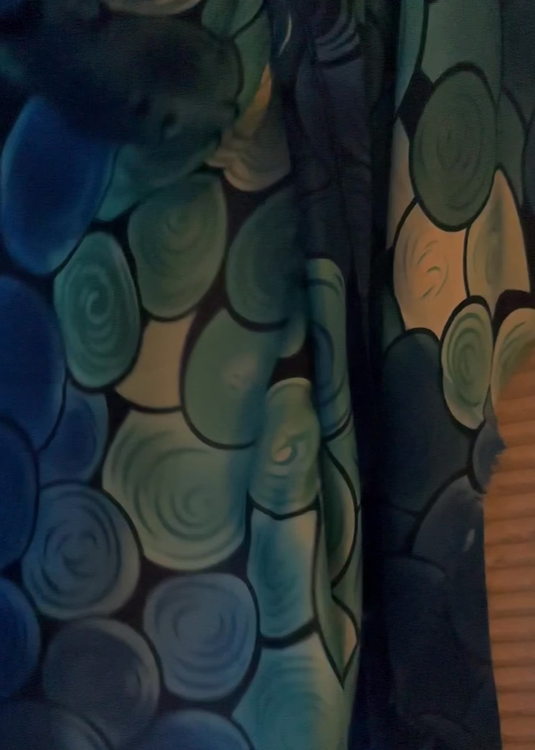 Seamless Bubbles Pattern Cotton Scarf in Blue.