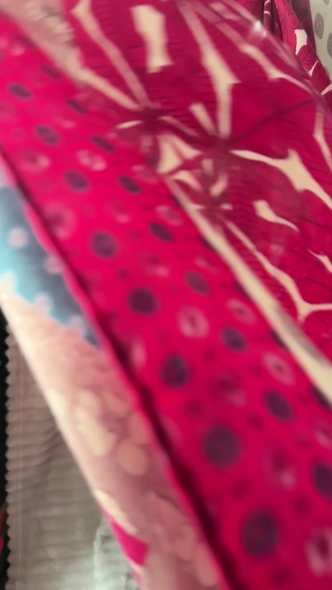 Bohemian Flowers Pattern with Tassels Fuchsia Pink Cotton Scarf