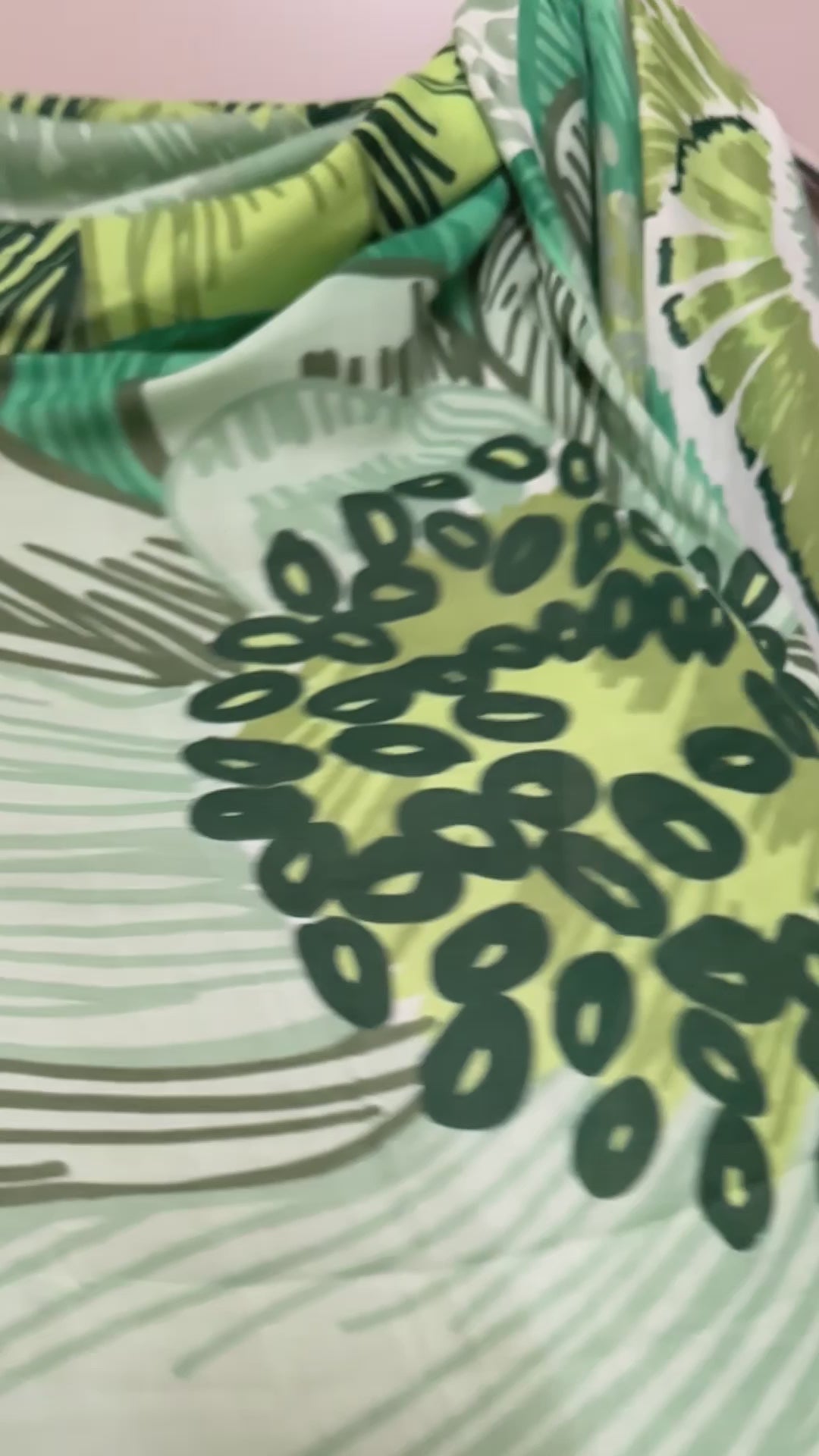 Stunning Green Scarf Featuring Huge Sketched Flowers