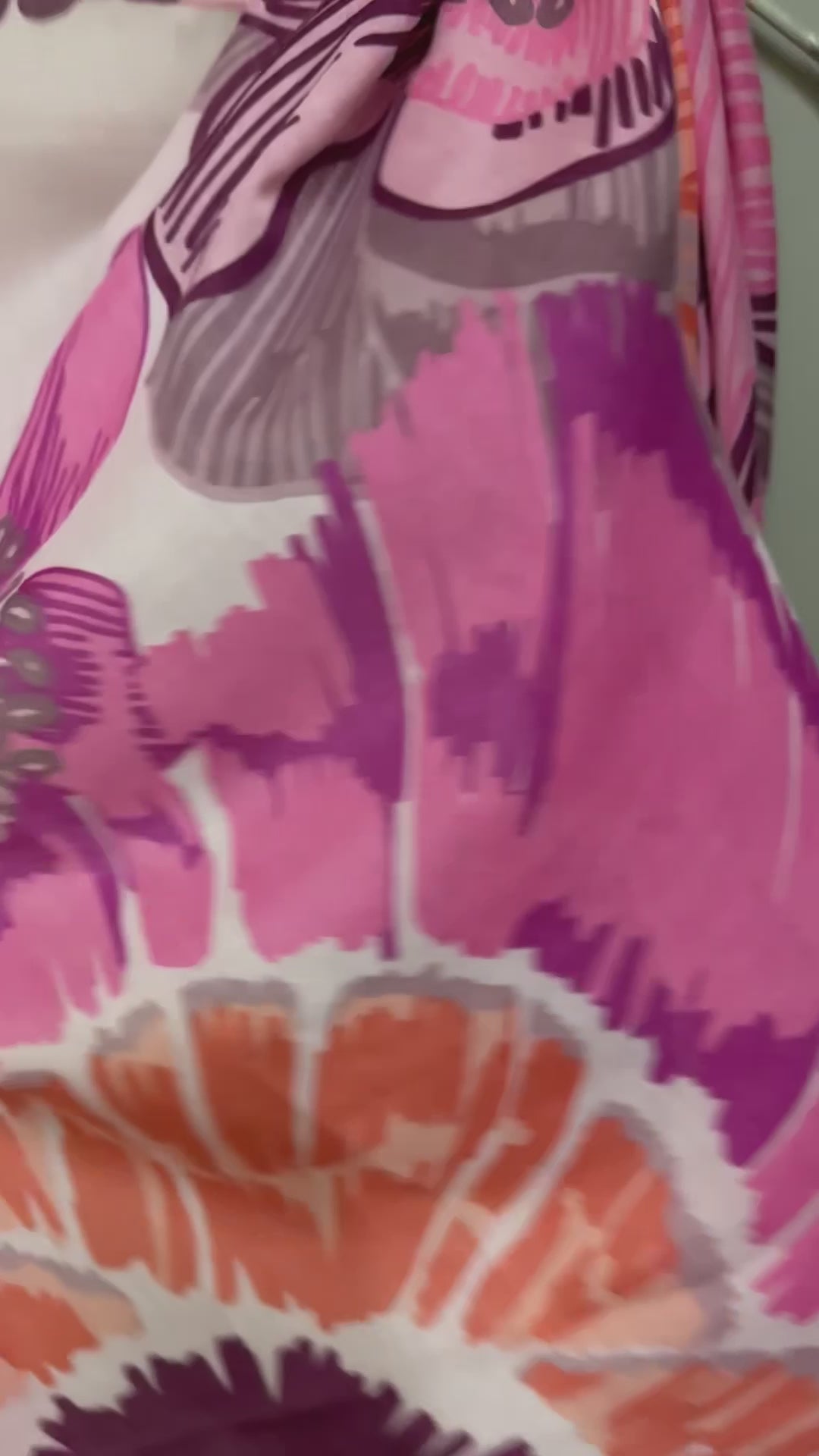 Stunning Pink Scarf Featuring Huge Sketched Flowers