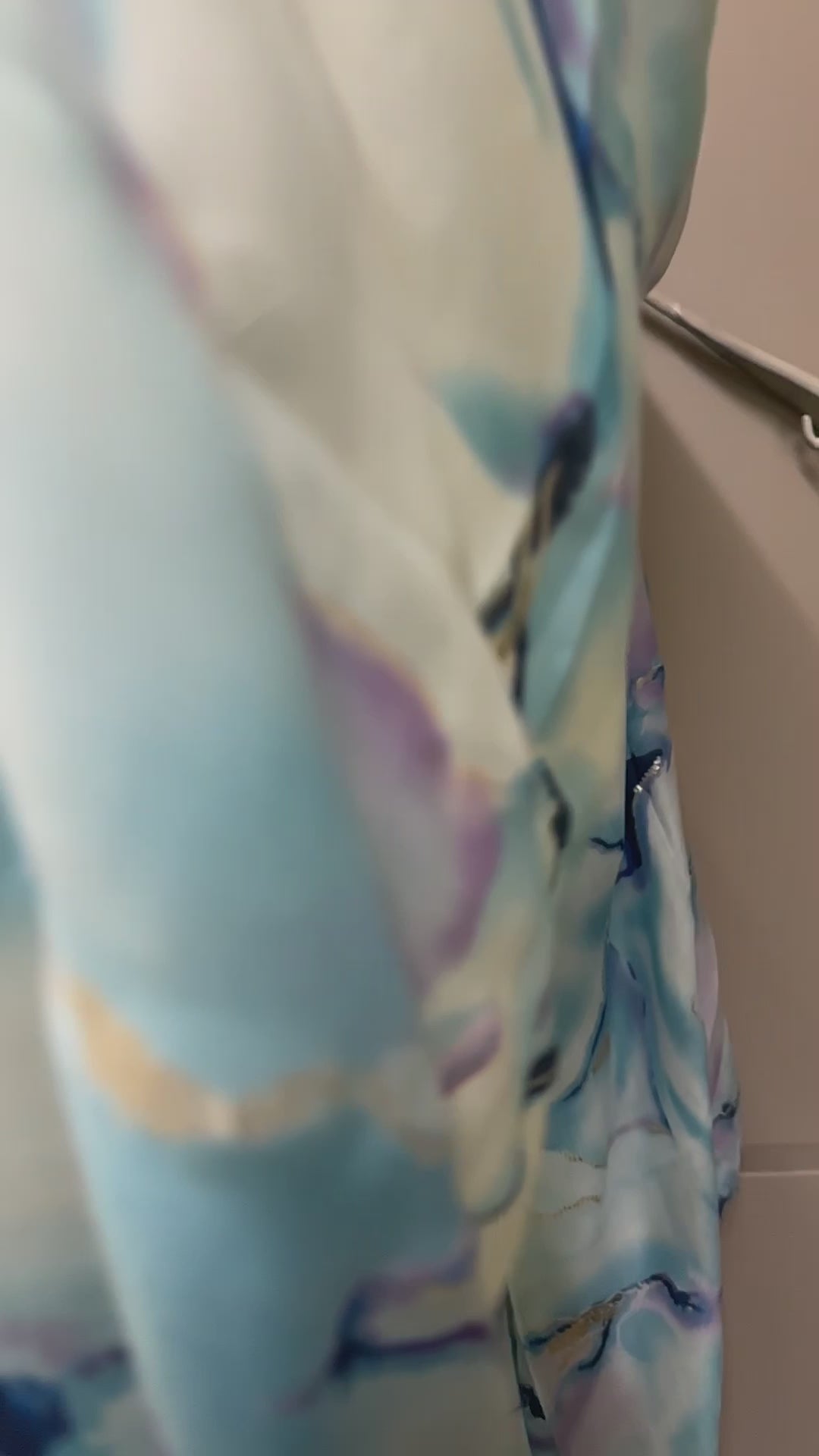 Blue Cotton Scarf for Women with Abstract Paint Splashes and Gold Accents