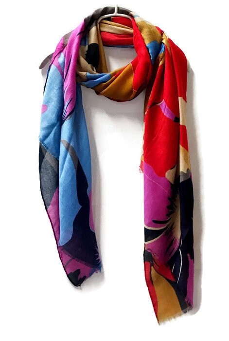 Huge Multicolour Flowers Scarf